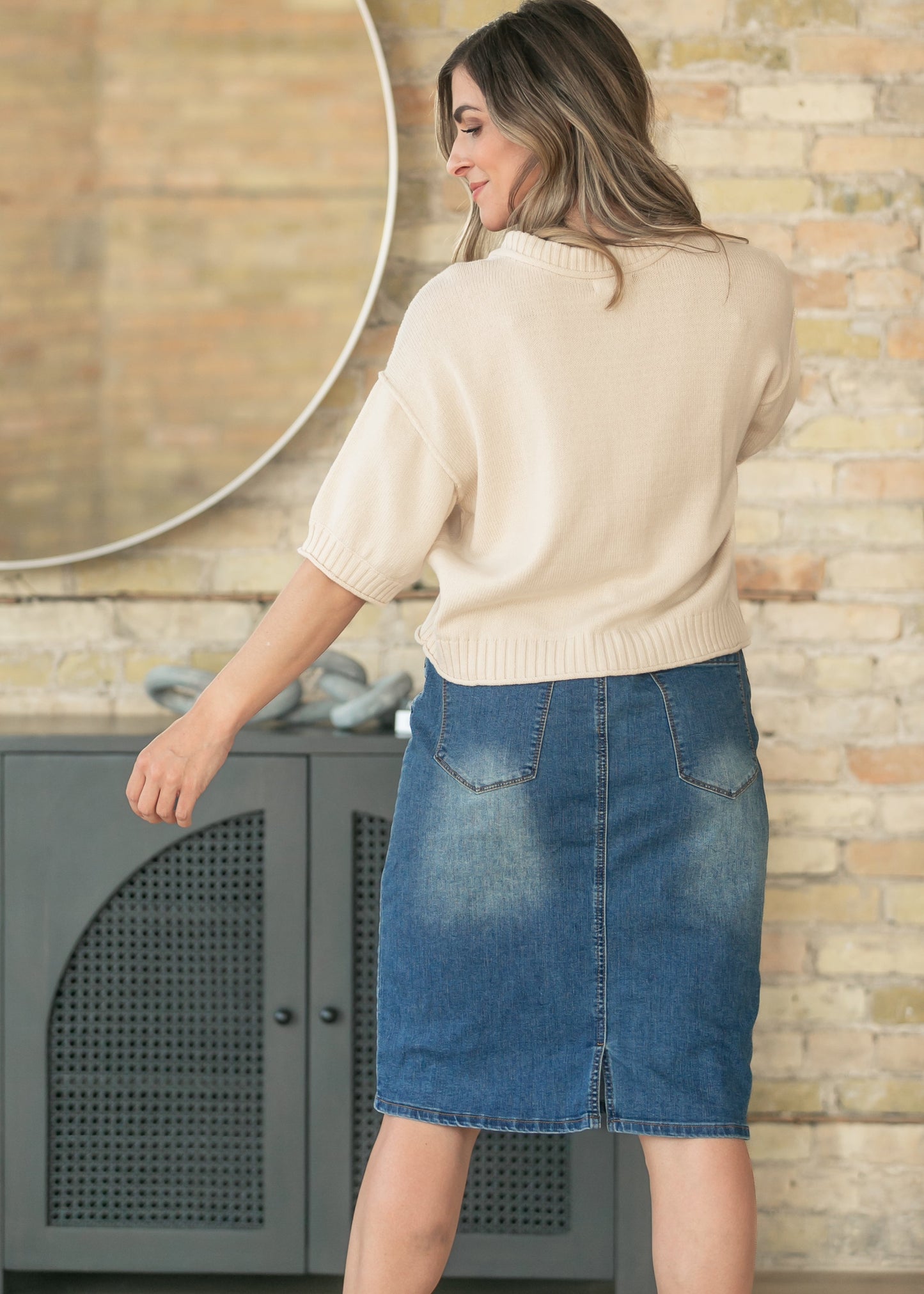 Natural Short Sleeve Button Down Cardigan