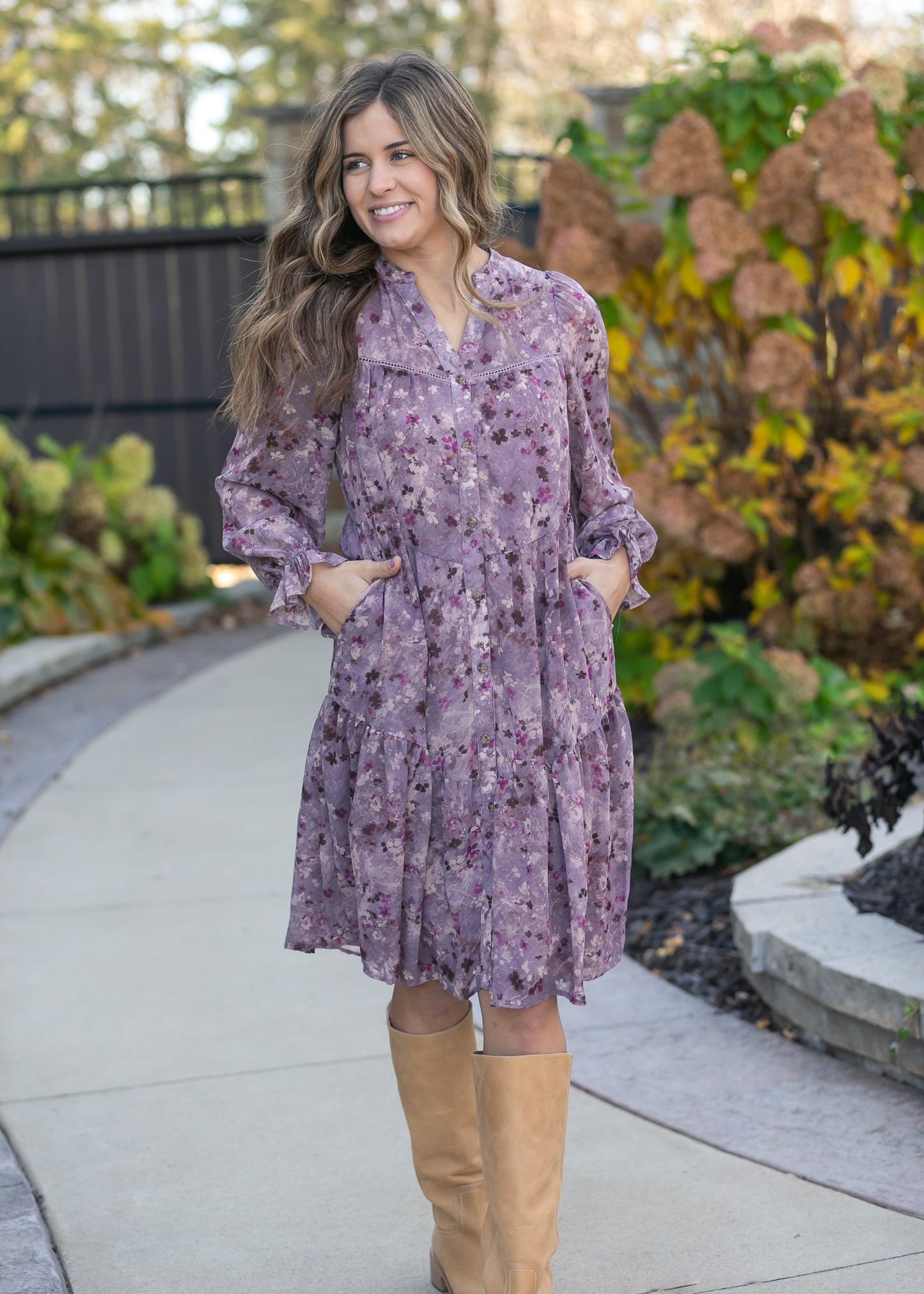 Abstract Floral Button Down Midi Dress - FINAL SALE