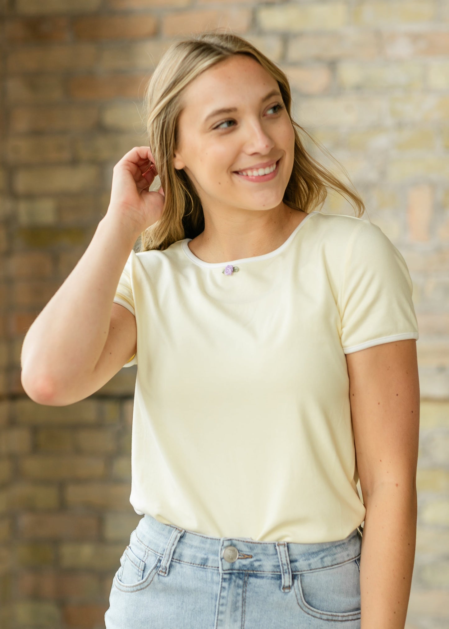 Ari Rosette Short Sleeve Tee - FINAL SALE