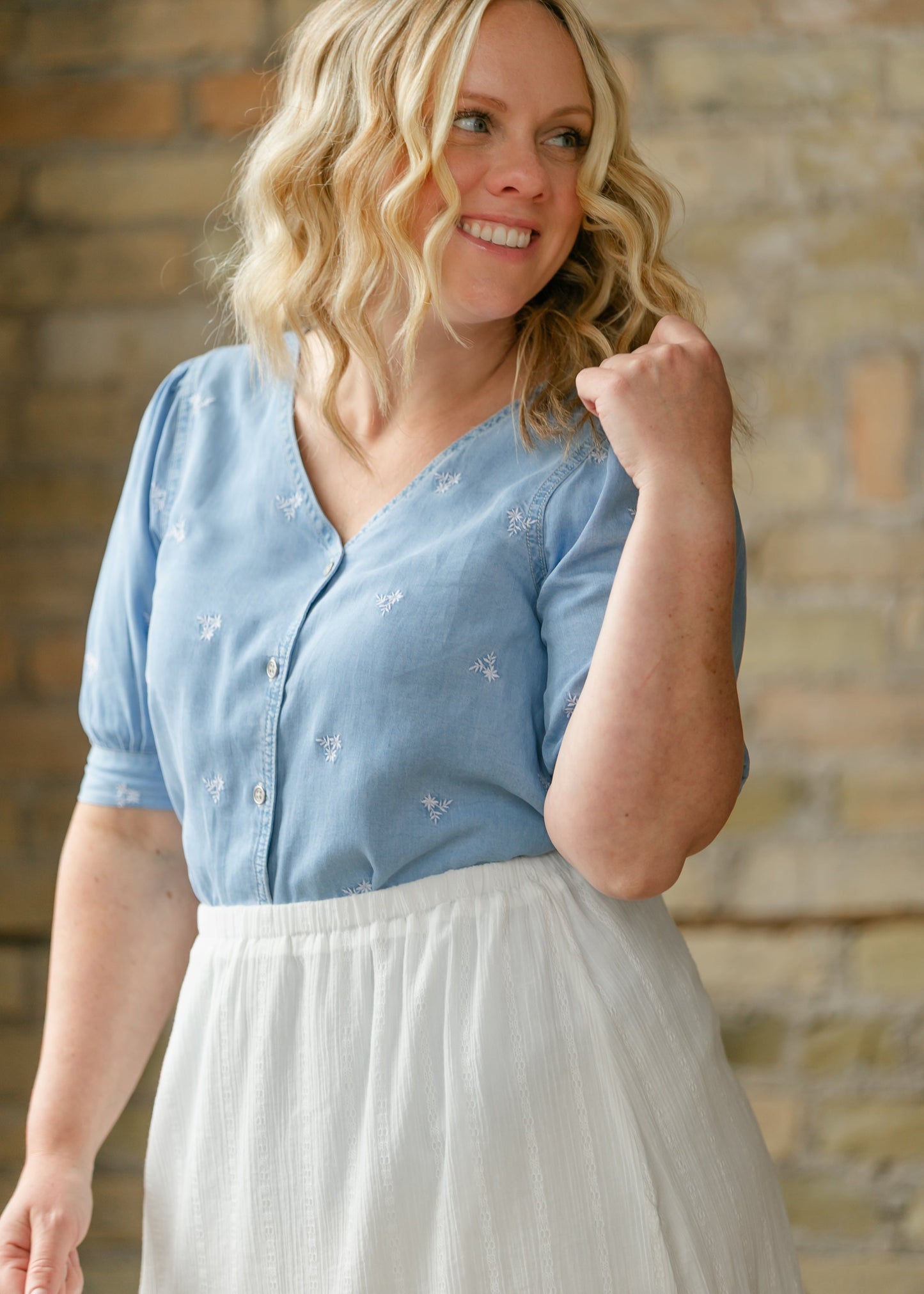 Aspen Embroidered Button Down Shirt - FINAL SALE