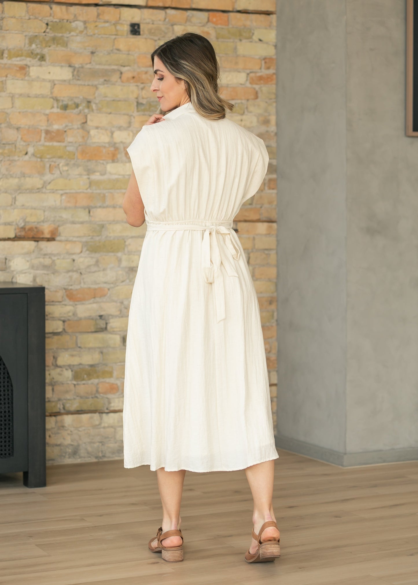 Box Pleat Collar Shirt Maxi Dress
