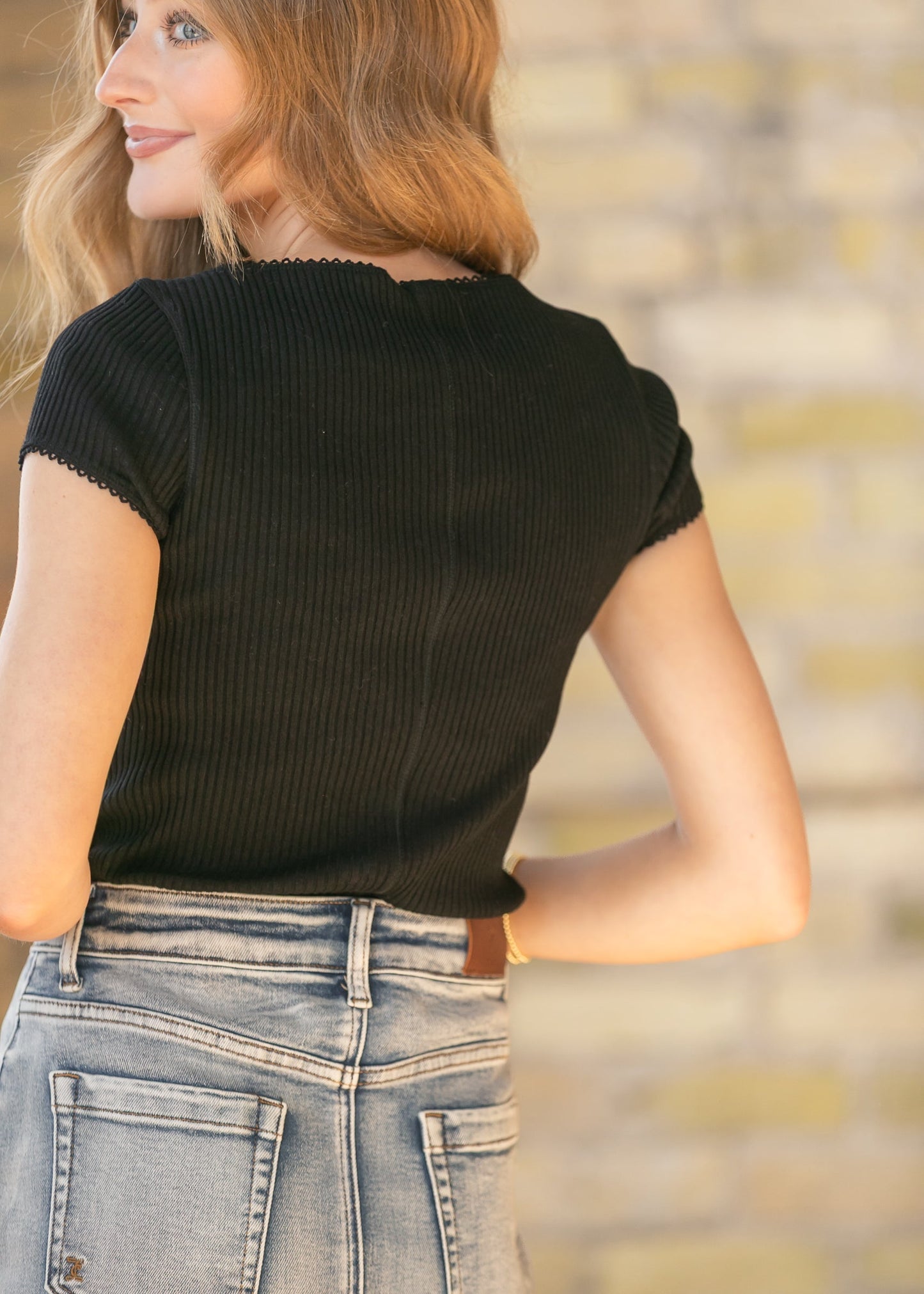 Button Front Ribbed Knit Vest