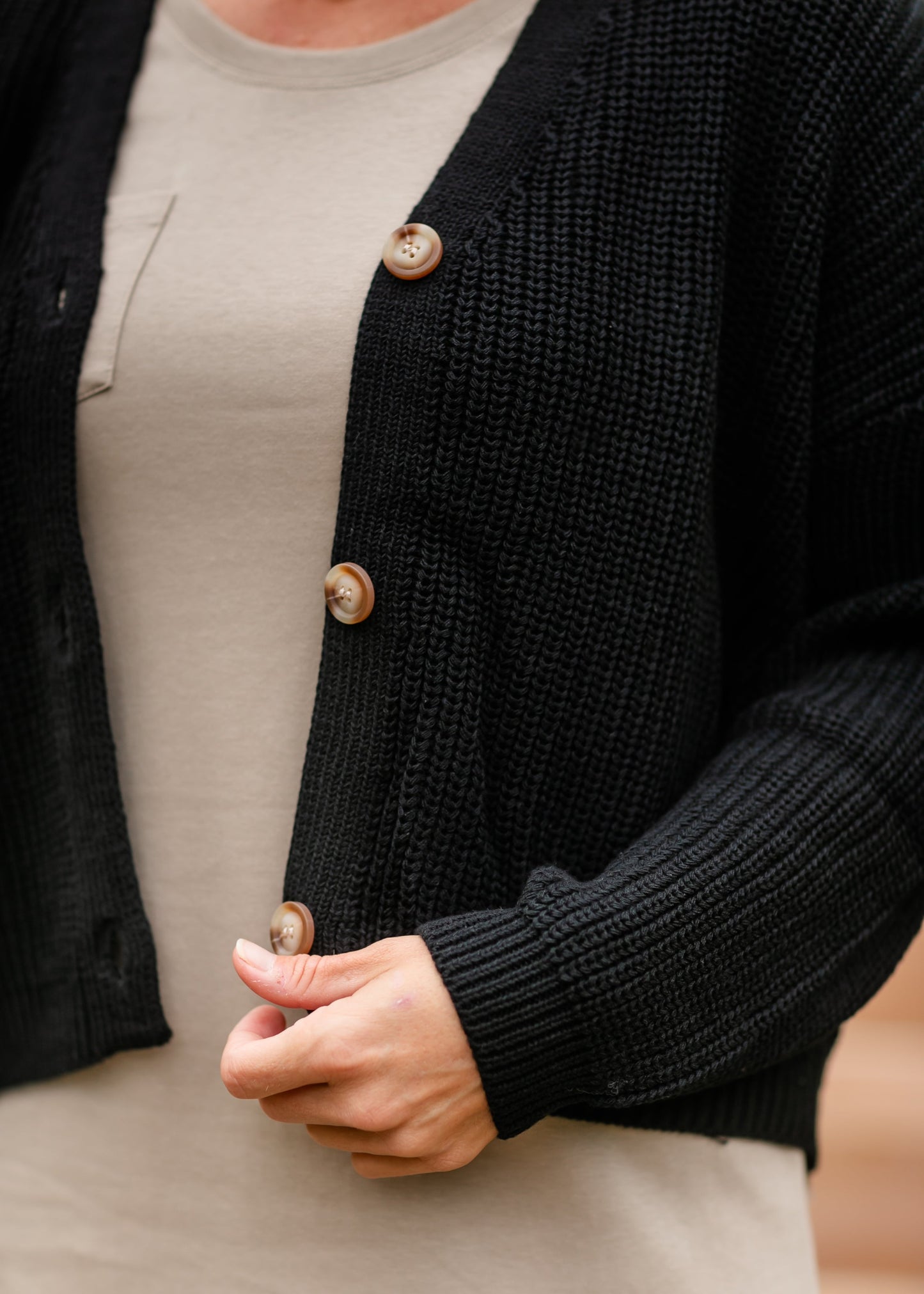 Button Up Black Cardigan - FINAL SALE