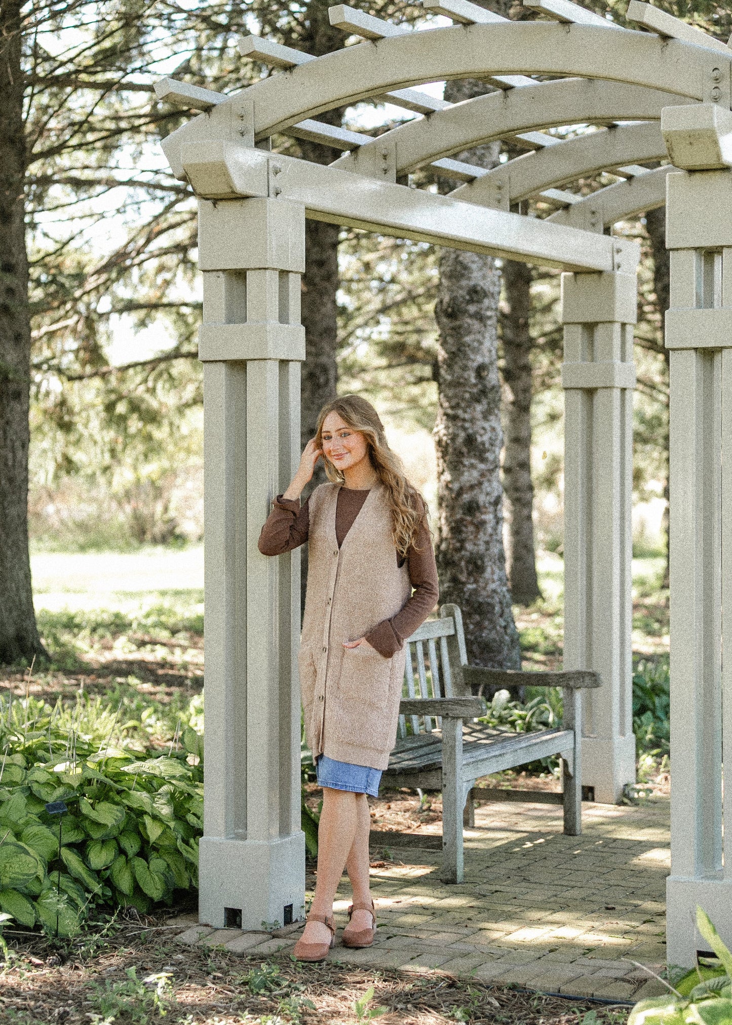 Button Up Teddy Knit Long Vest