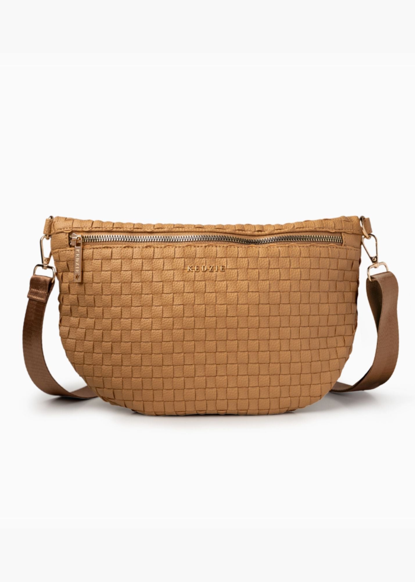 Camel Terrace Woven Crossbody Bag