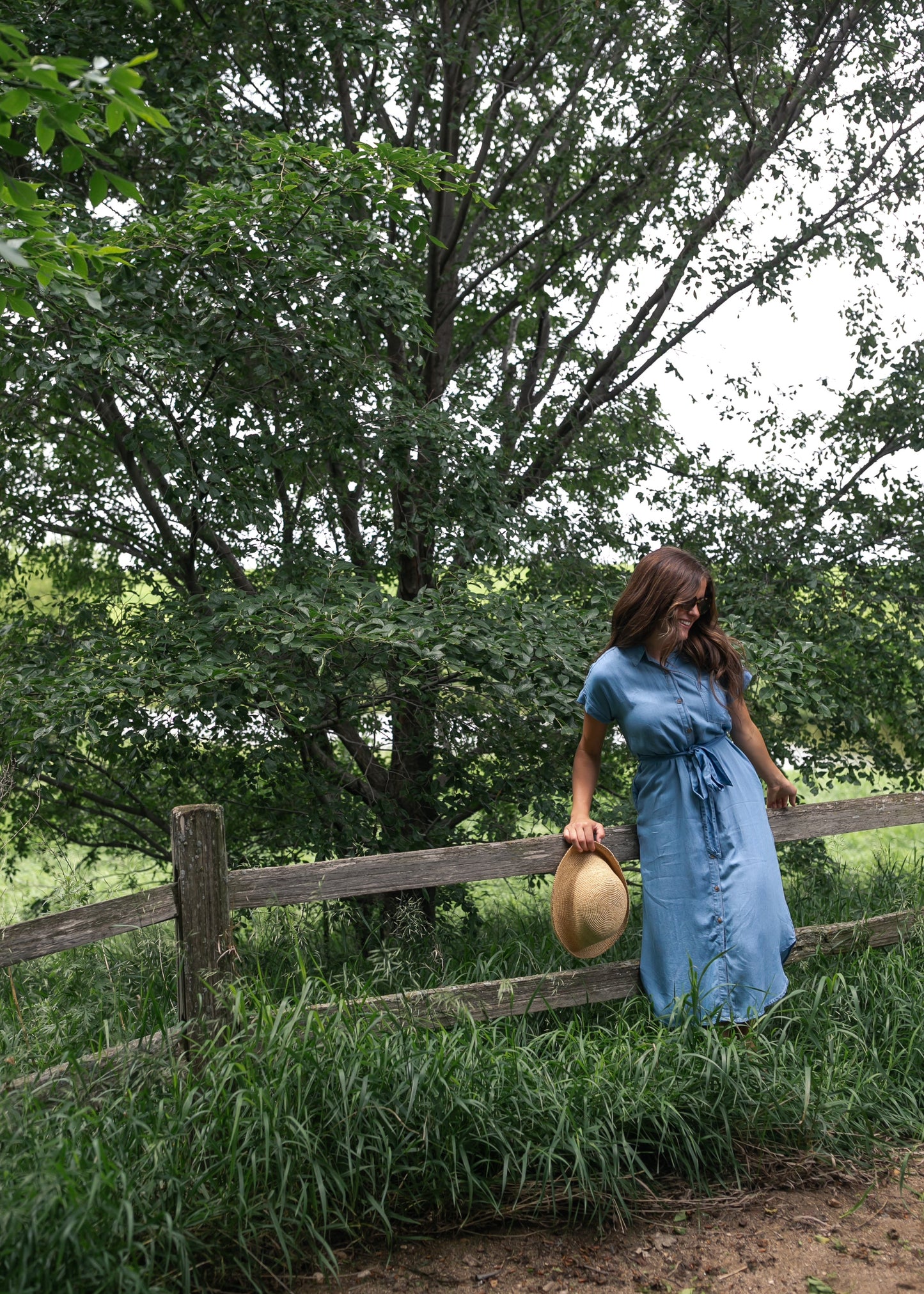 Chambray Belted Shirt Dress