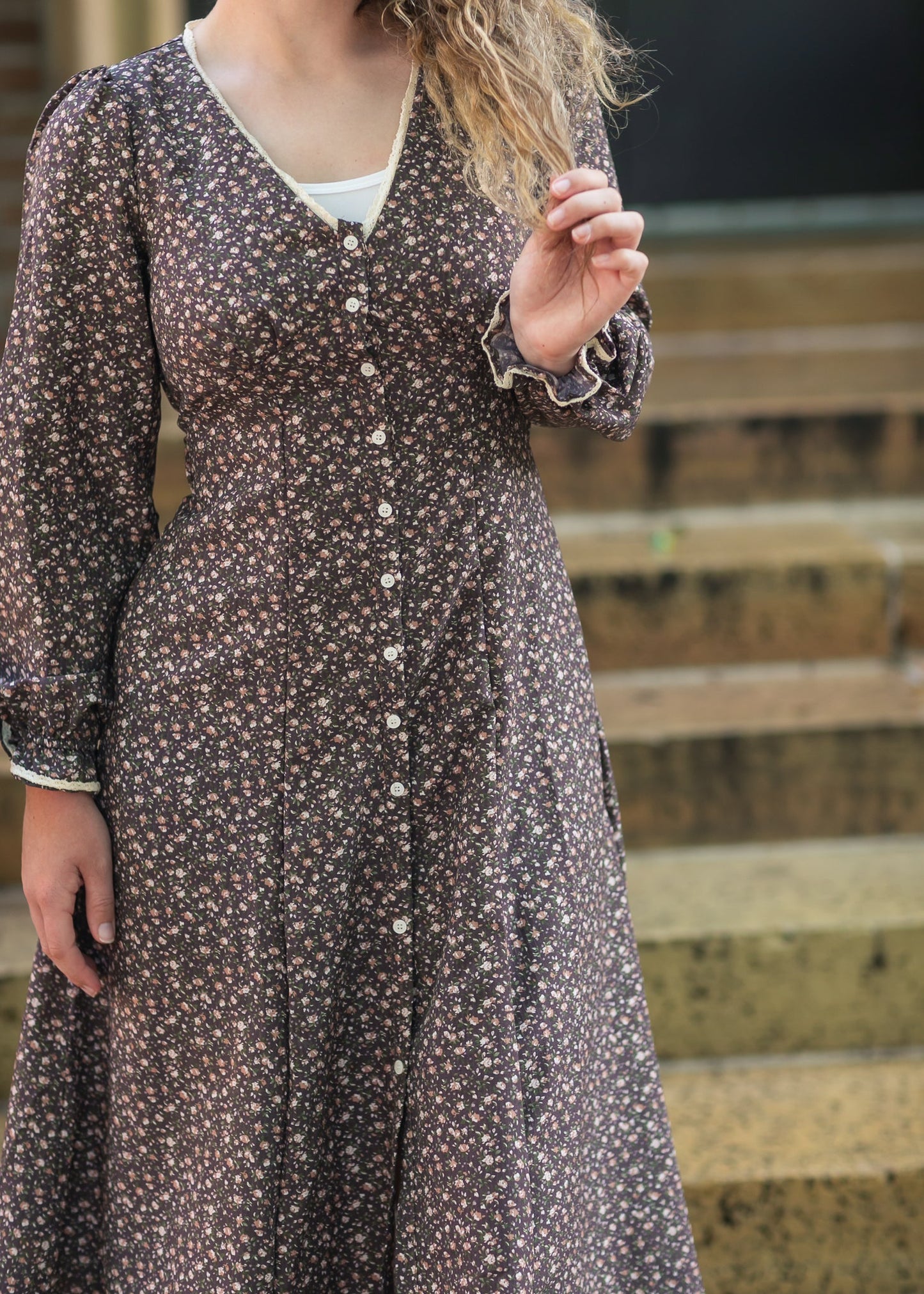 Chestnut Floral Button Down Dress - FINAL SALE