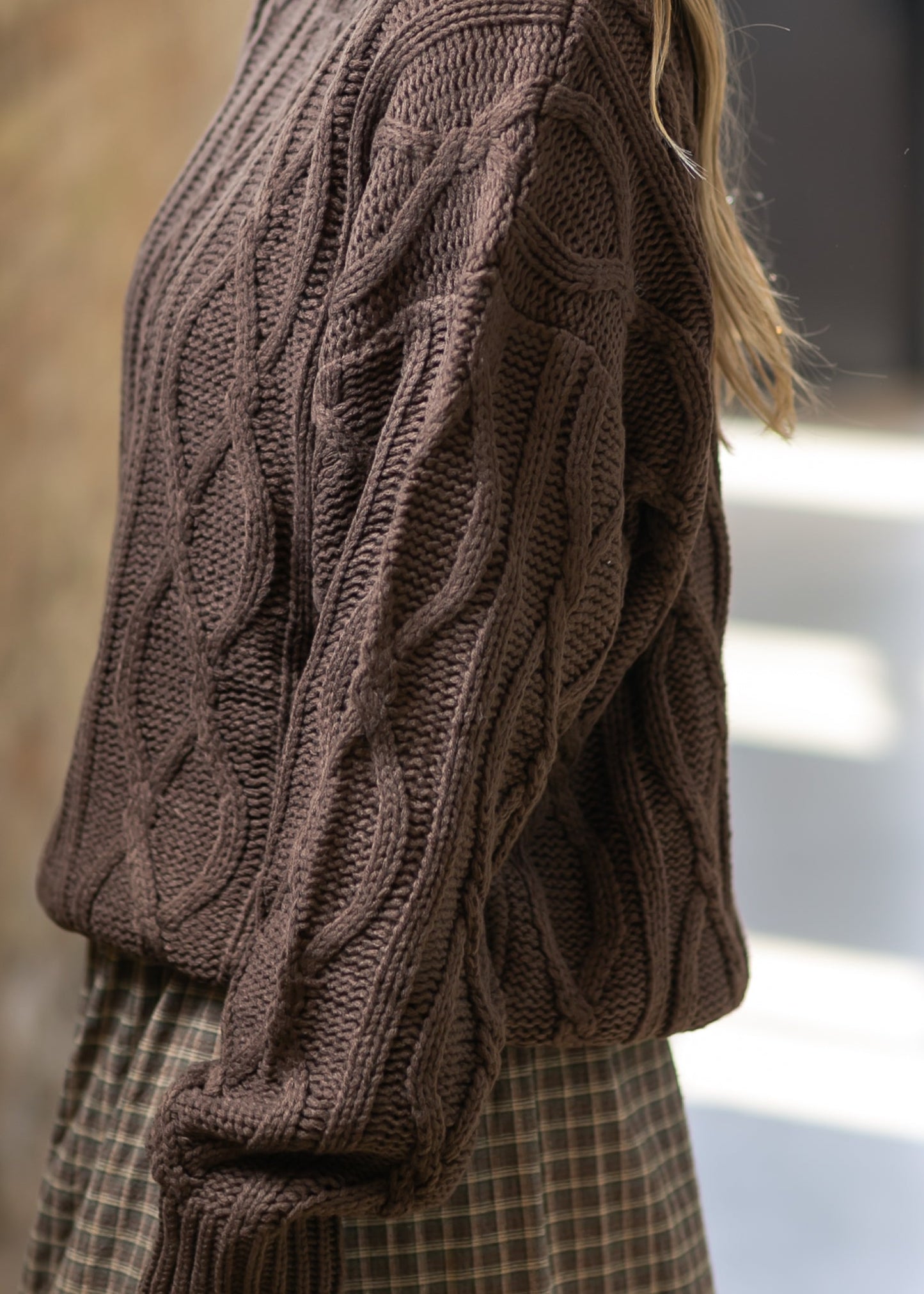 elan Cocoa Chain Knit Sweater - FINAL SALE