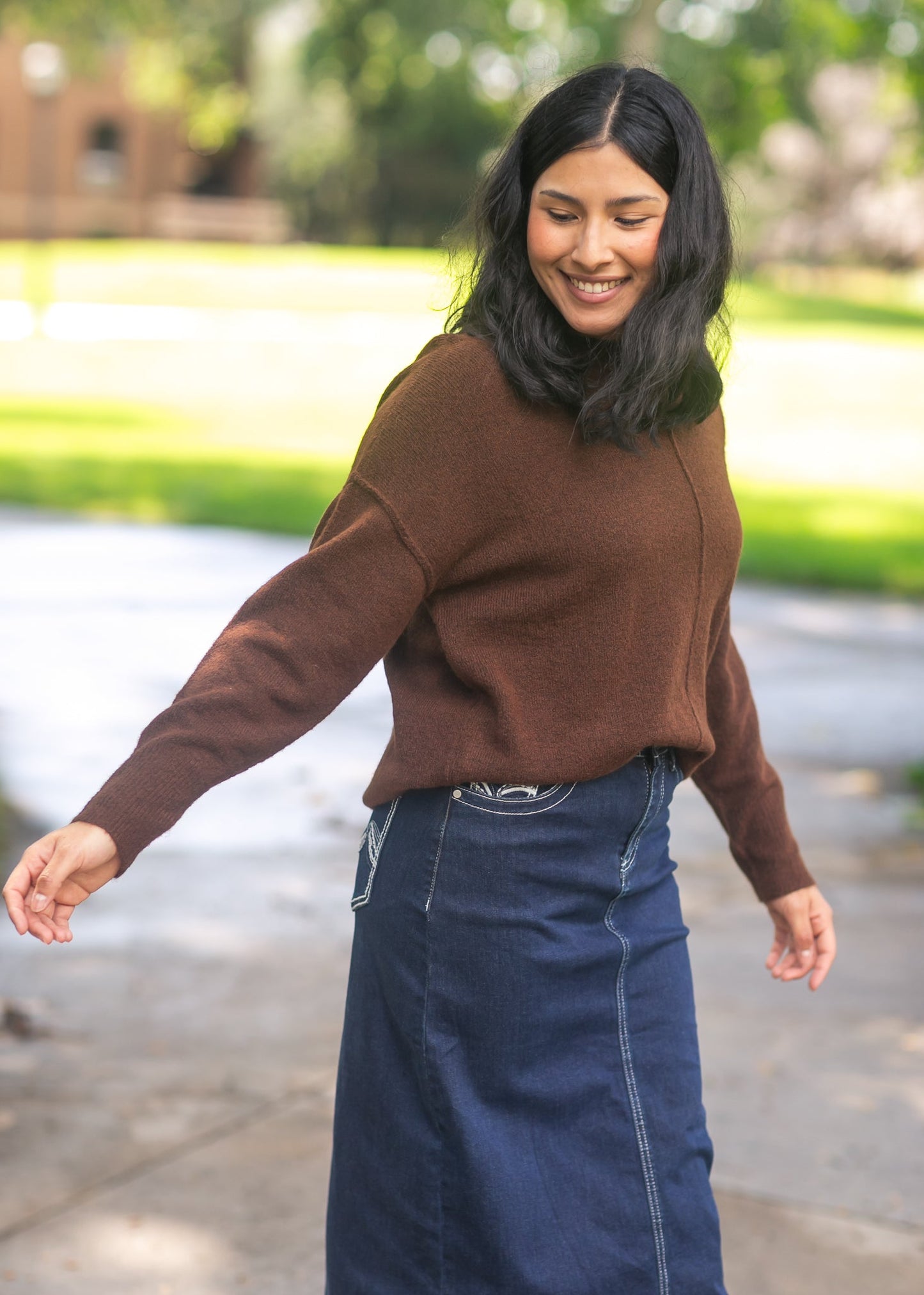 Crewneck Front Seam Knit Sweater - FINAL SALE