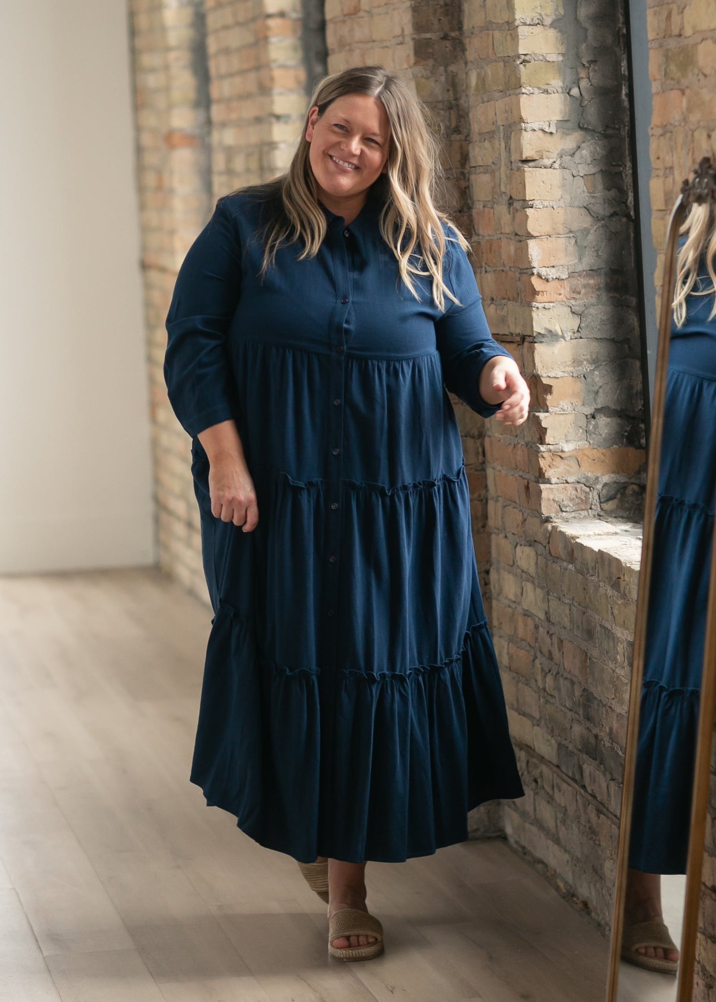 Elsie Button Front Midi Dress