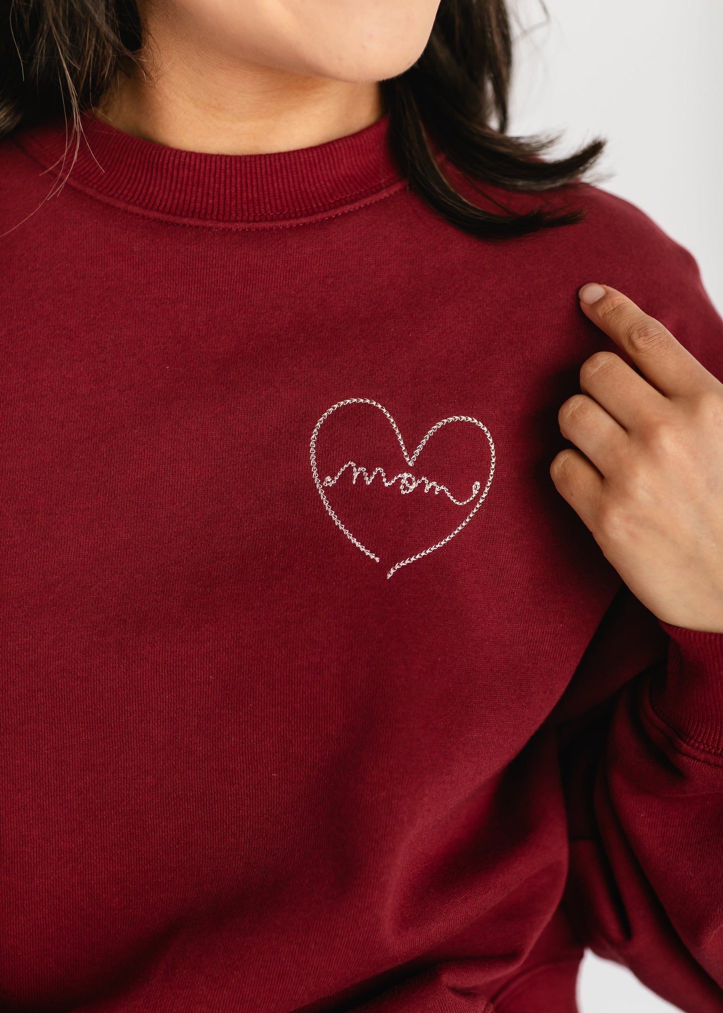 Embroidered Love Mom Crewneck Sweatshirt - FINAL SALE