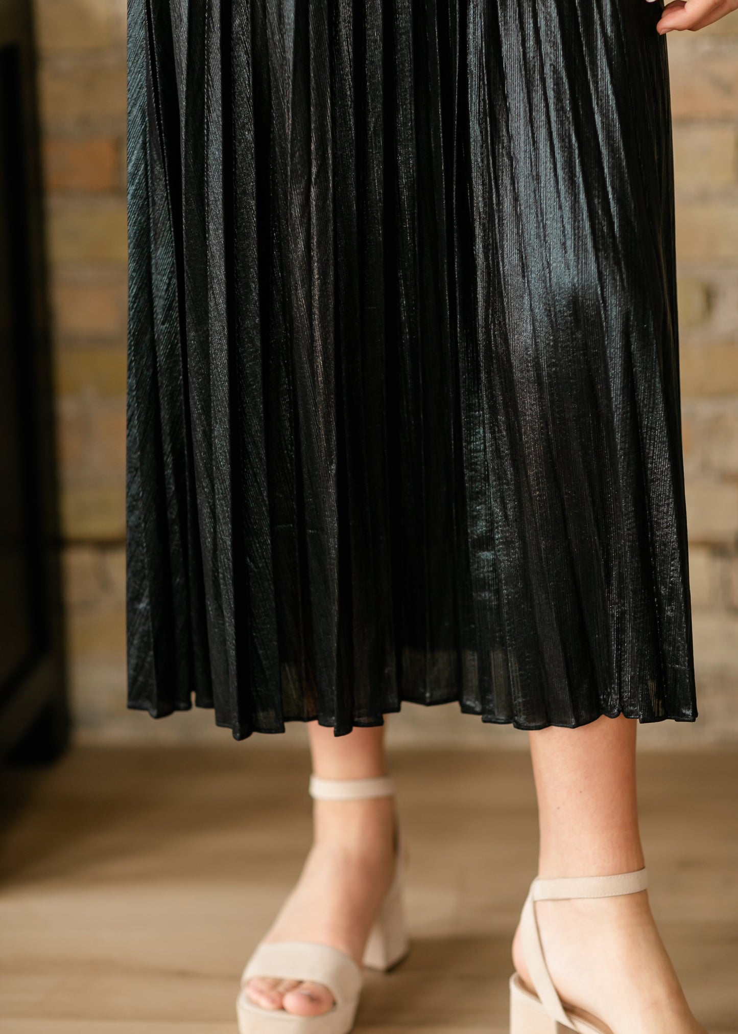 Enora Black Shimmer Pleated Skirt - FINAL SALE