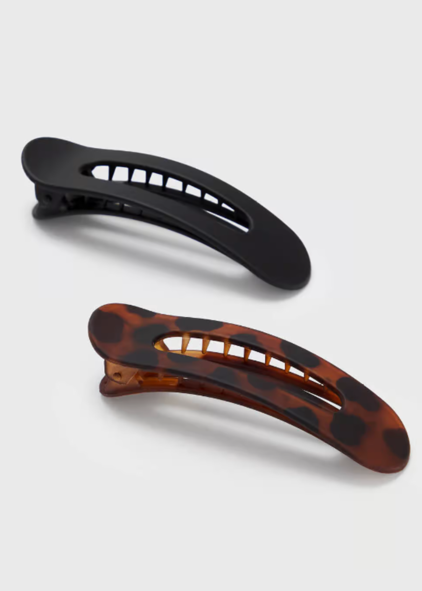Kitsch™ Flat Lay Claw Clip 2pc Flat Black + Tortoise