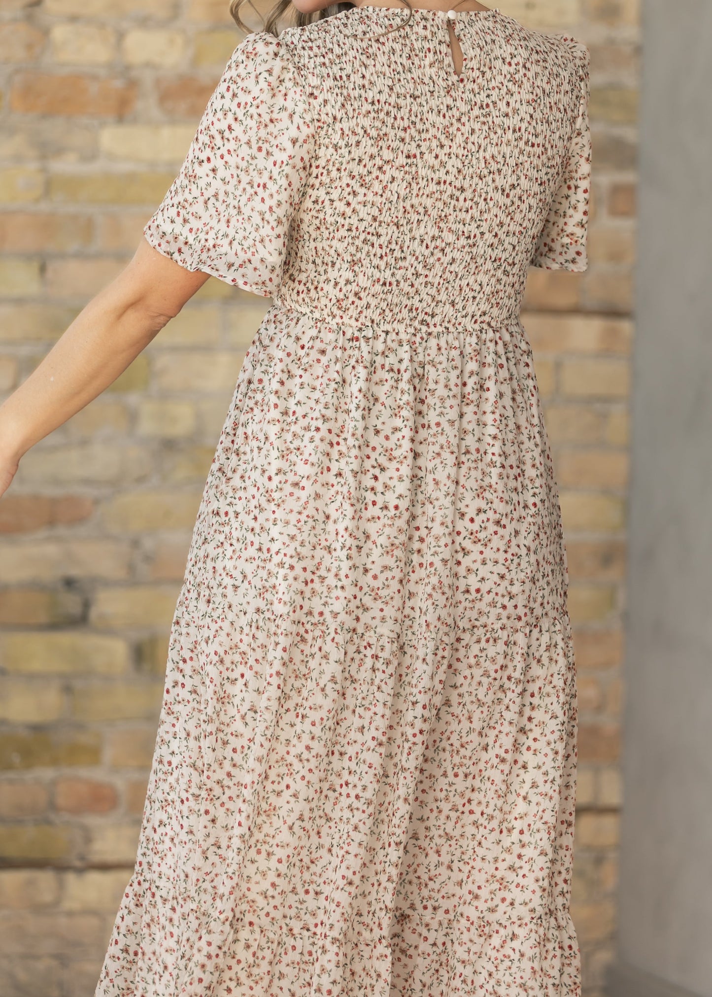 Floral Flutter Sleeve Tiered Maxi Dress