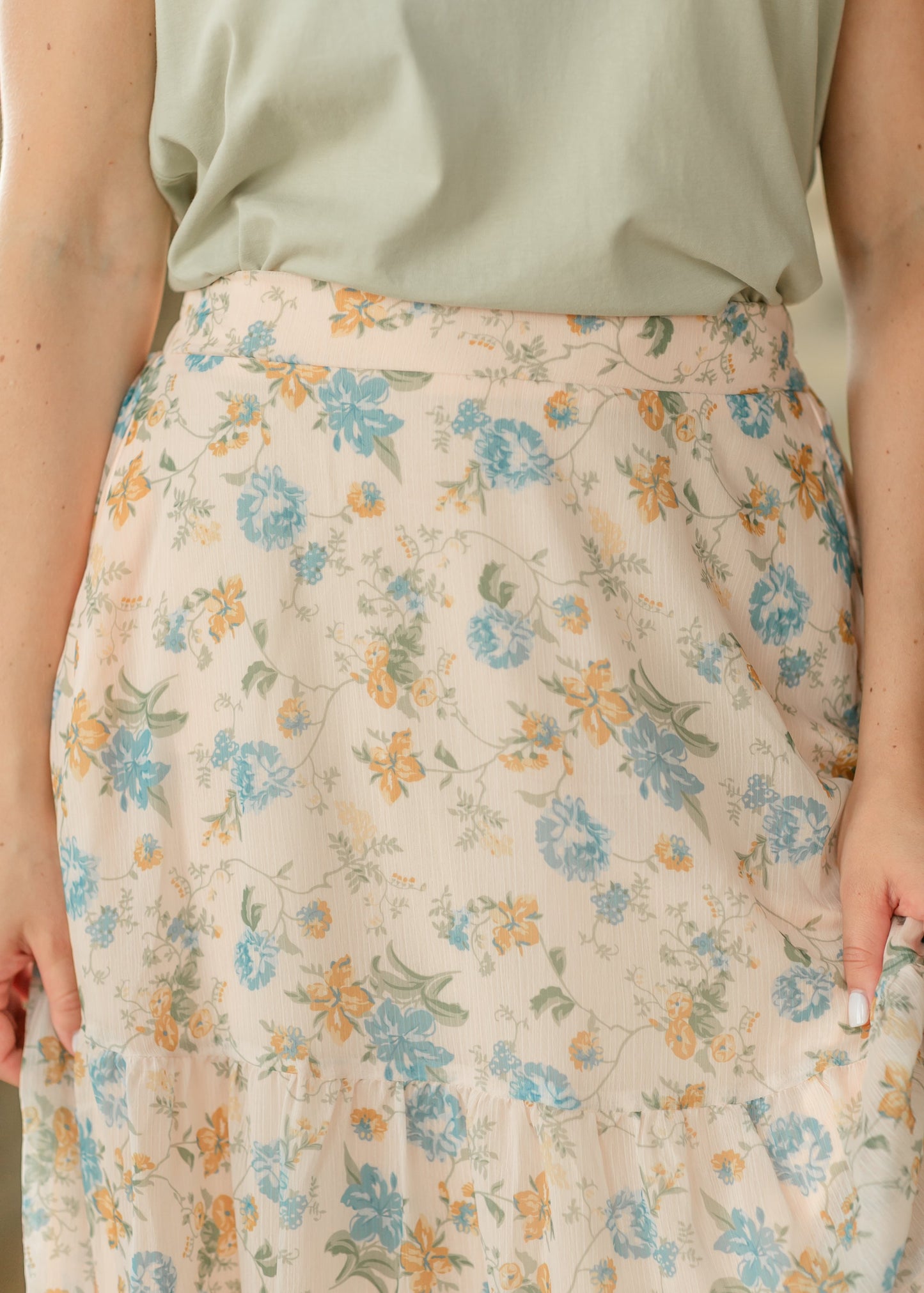 Floral Textured Tiered Maxi Skirt - FINAL SALE