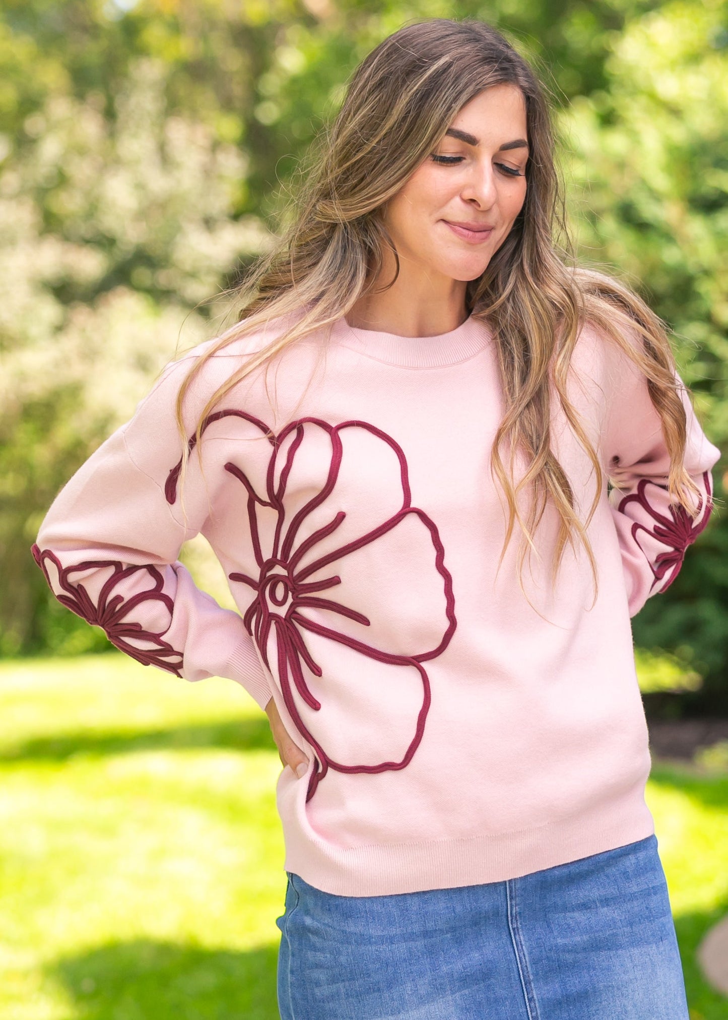Flower Detail Knit Sweater