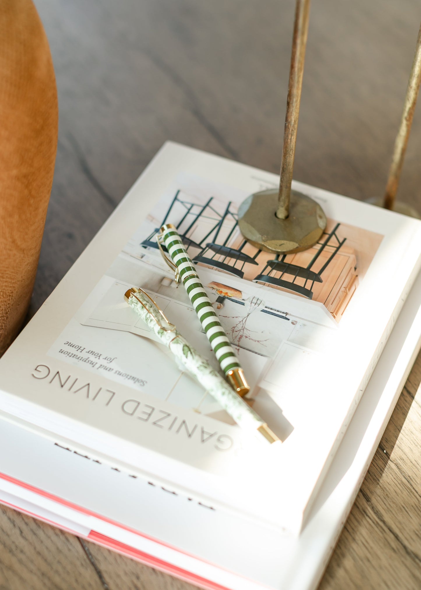 Green Floral Metal Pen 2pc. Set