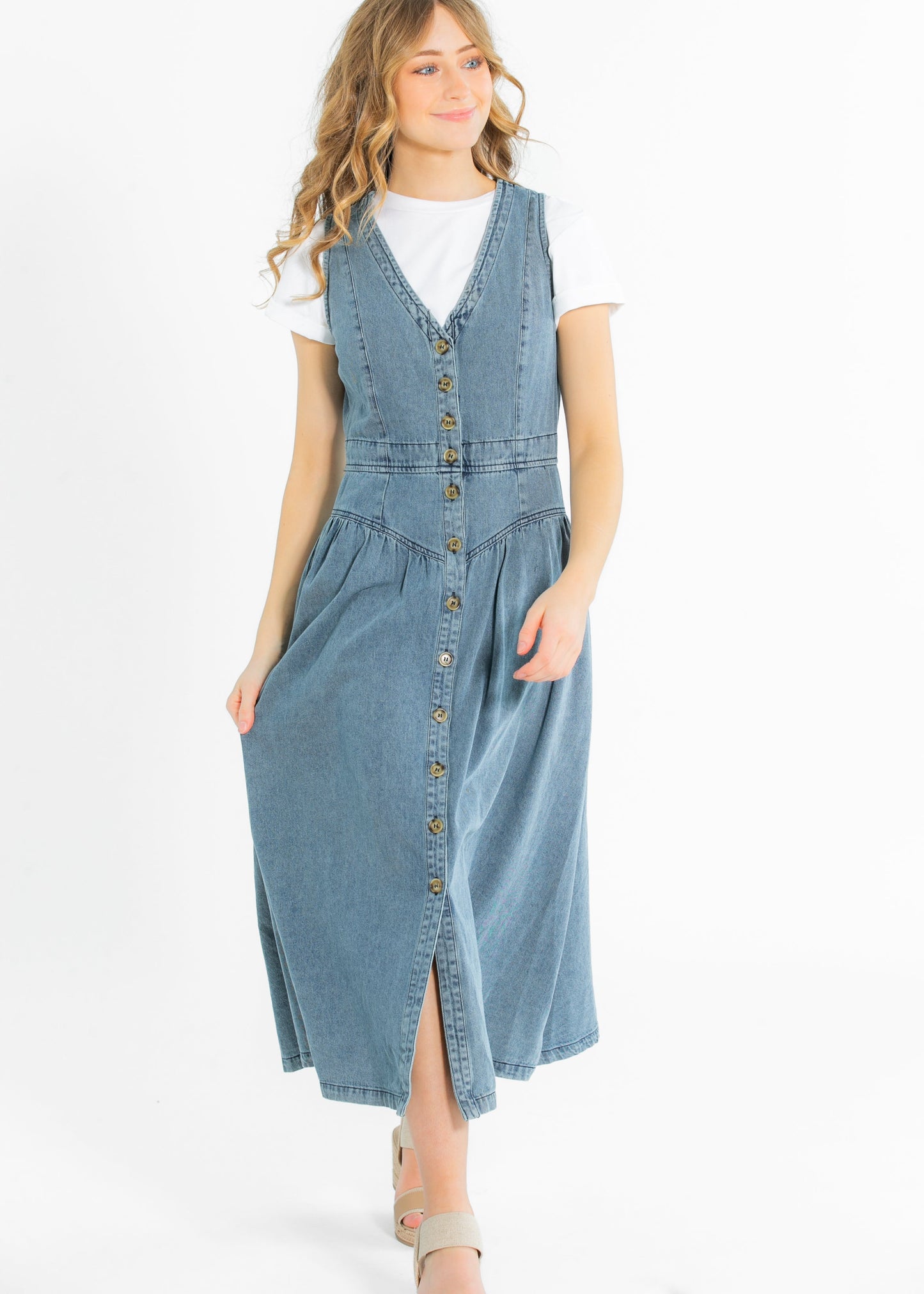Heartloom® Jamie Front Button Denim Midi Dress - FINAL SALE
