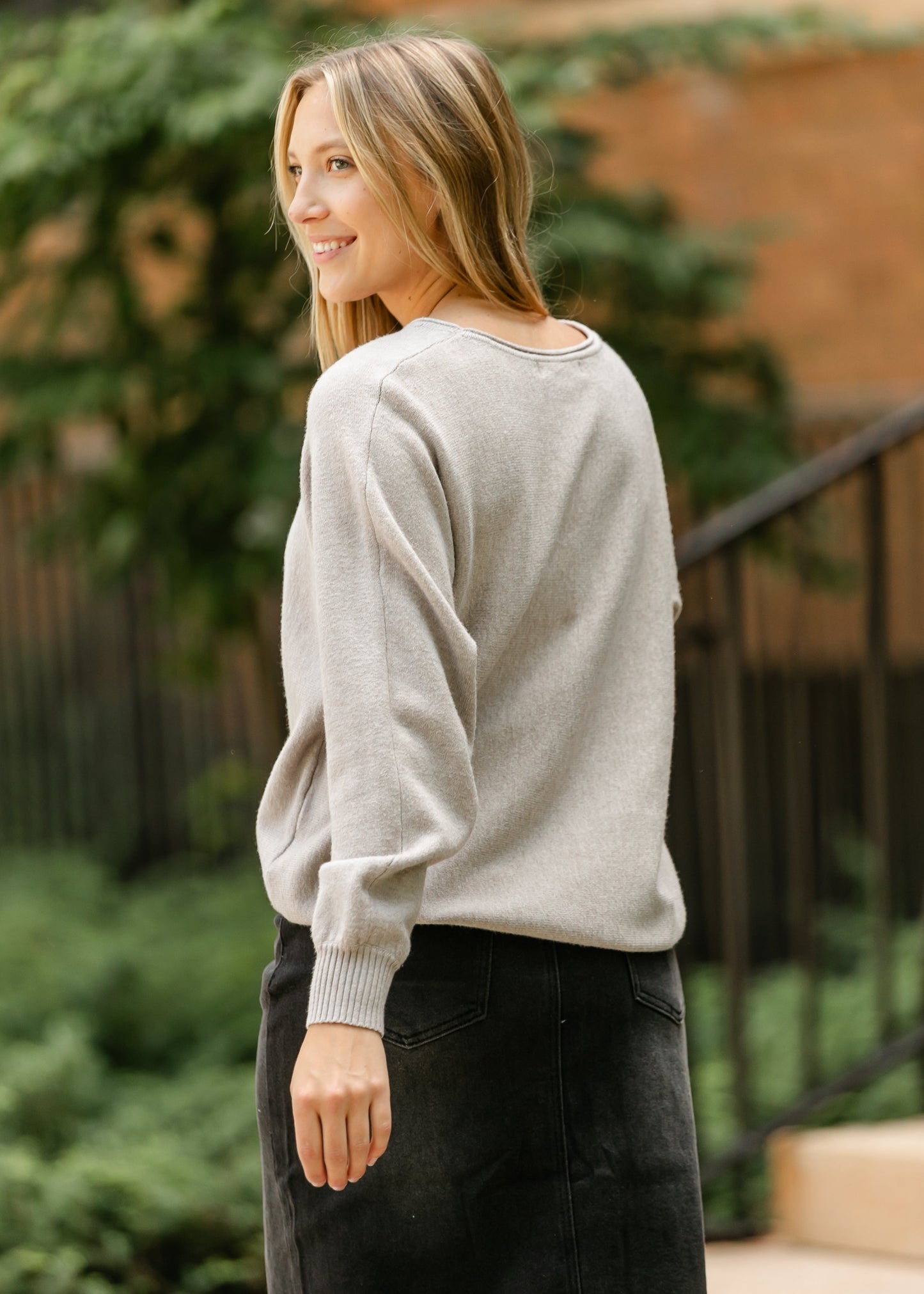 Heather Mocha Raw Seam Sweater
