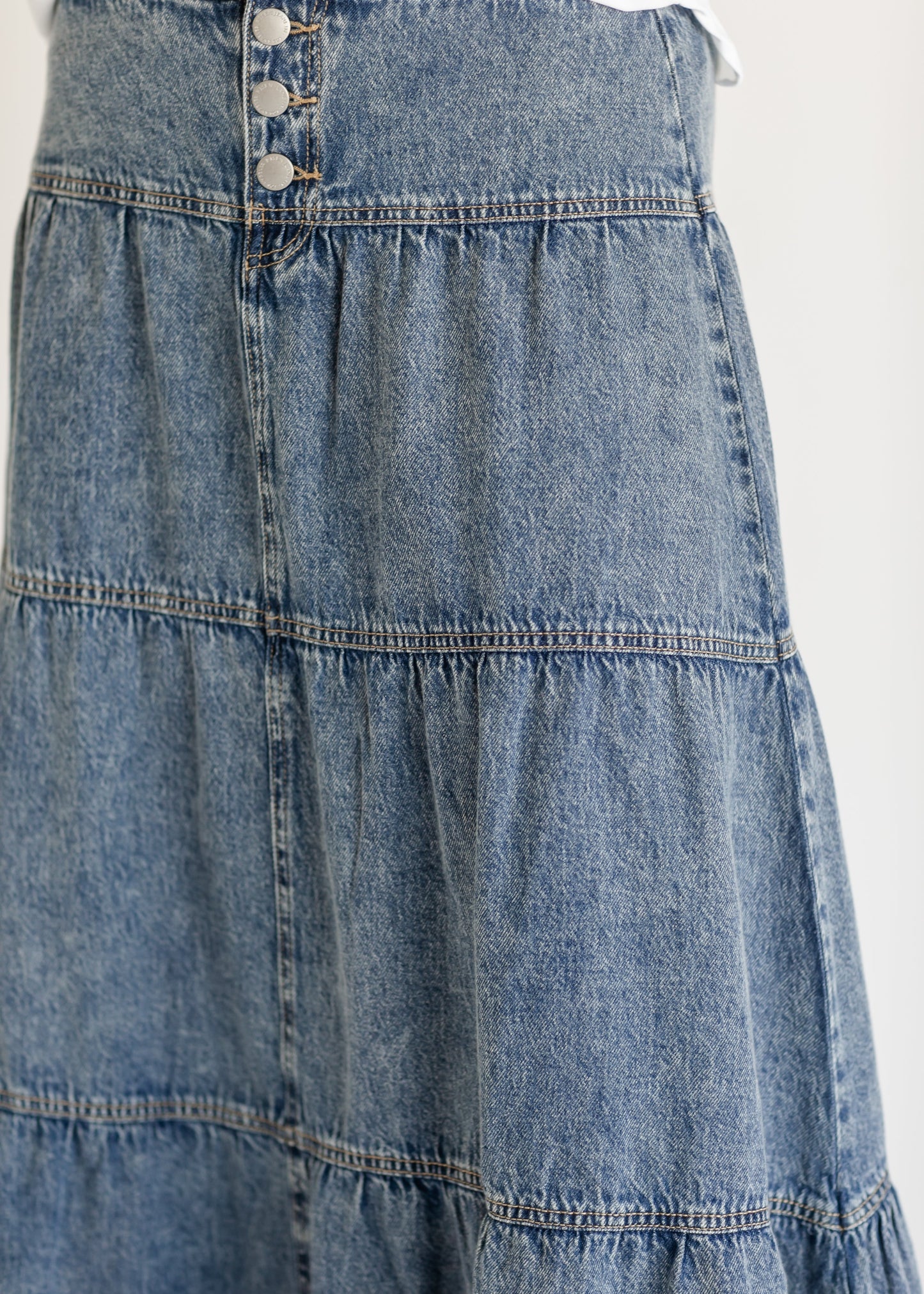 High Rise Ruffle Maxi Denim Skirt - FINAL SALE