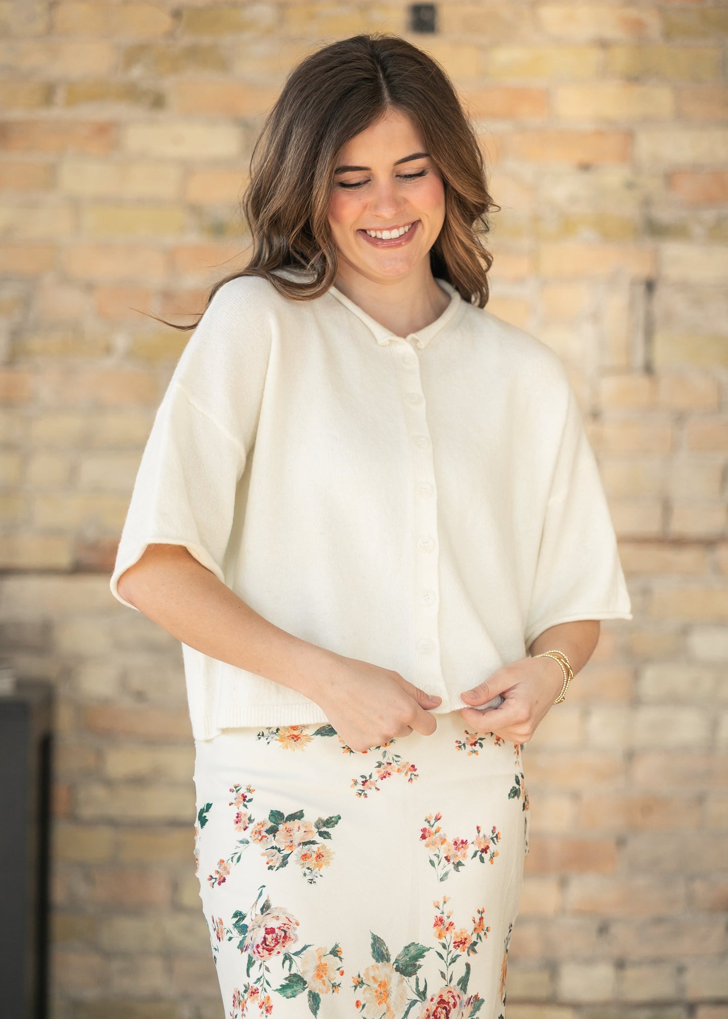 Ivory Lightweight Short Sleeve Cardigan