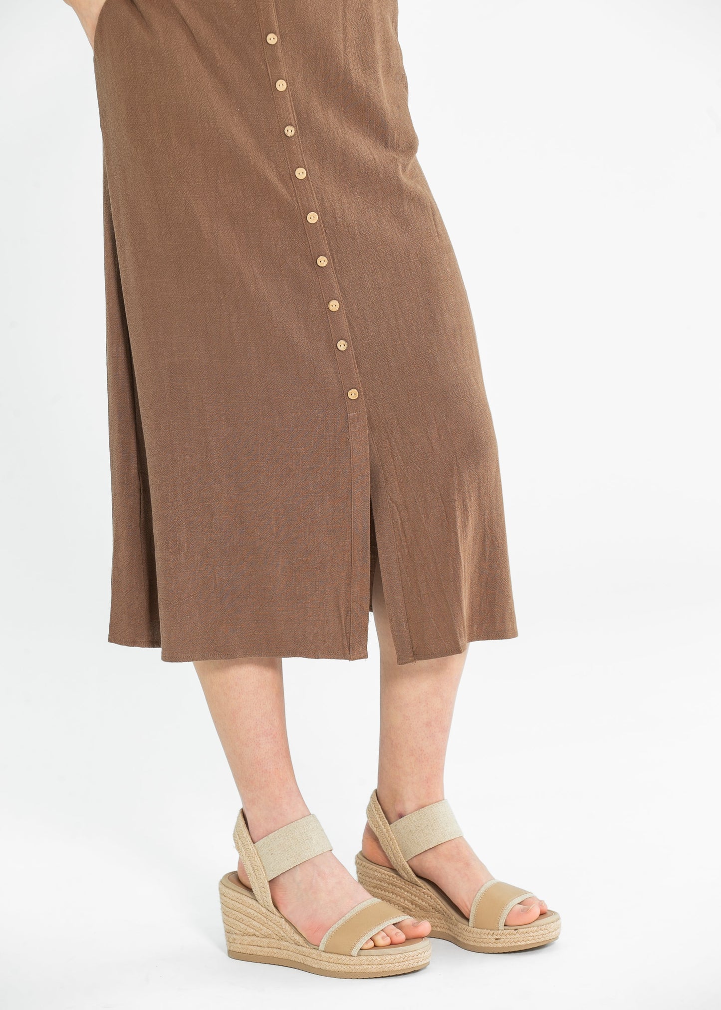 Jolene Linen Blend Button Up Midi Skirt - FINAL SALE