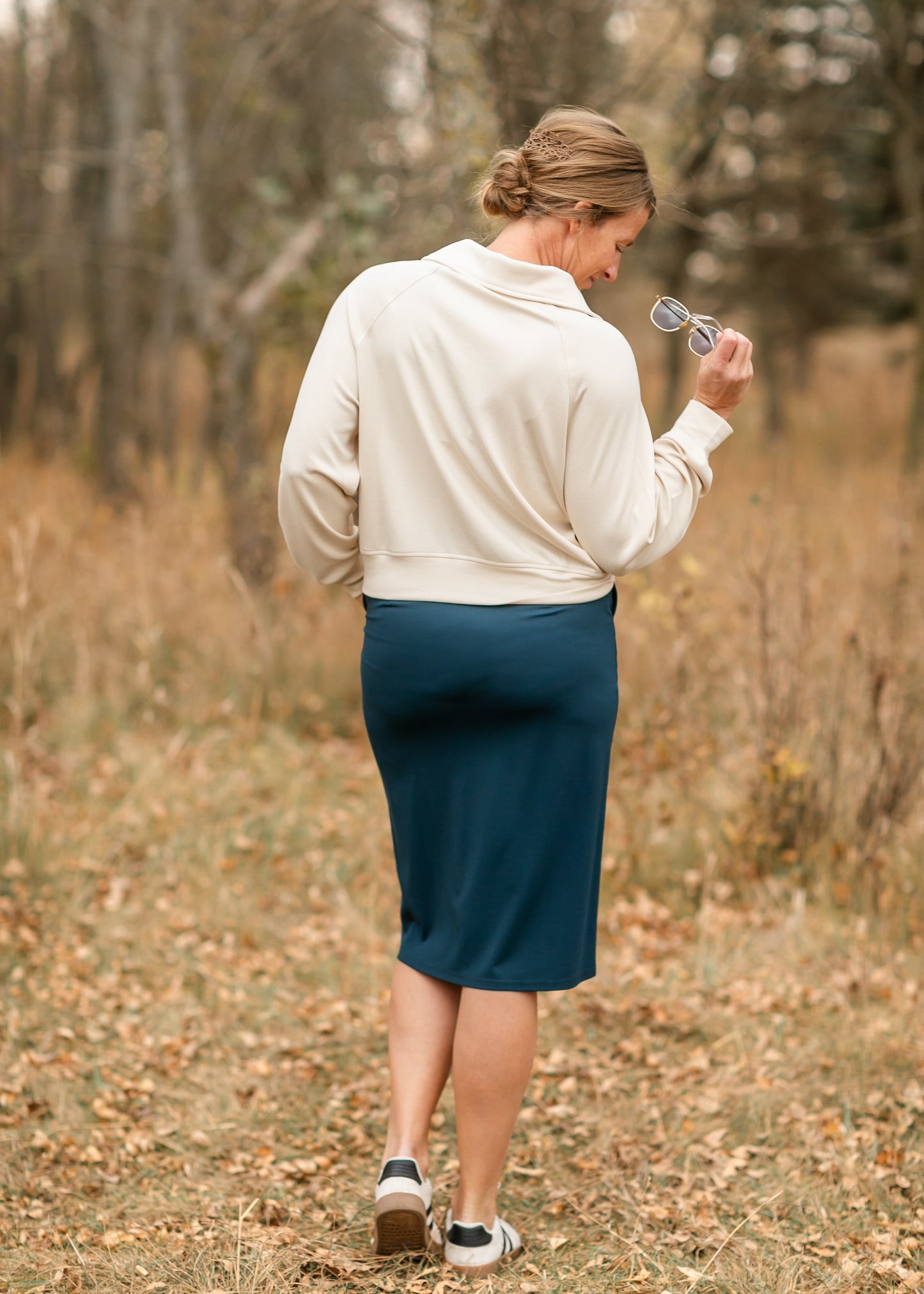 Jordan Teal Knit Midi Skirt
