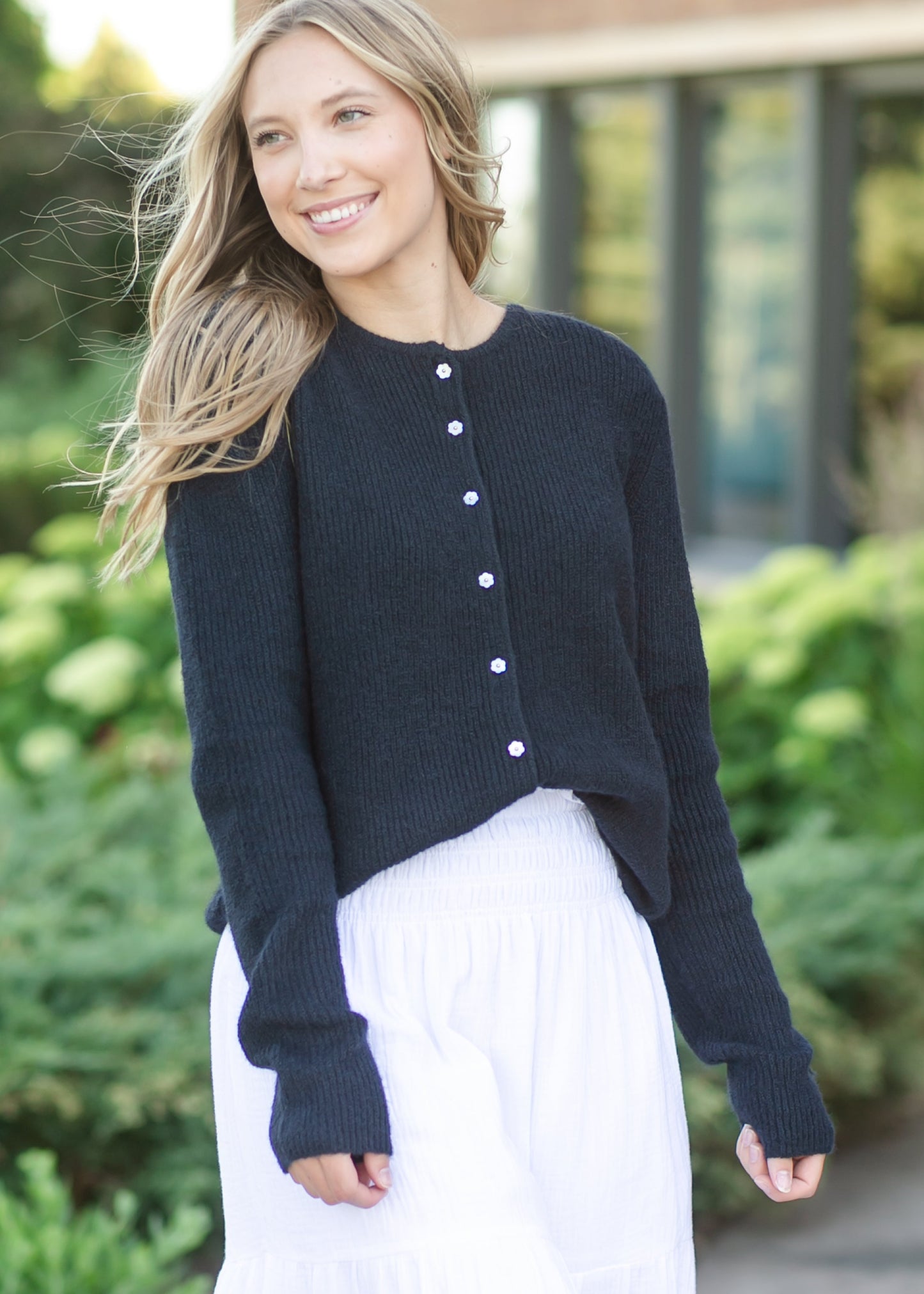 Kasey Flower Button Cardigan - FINAL SALE