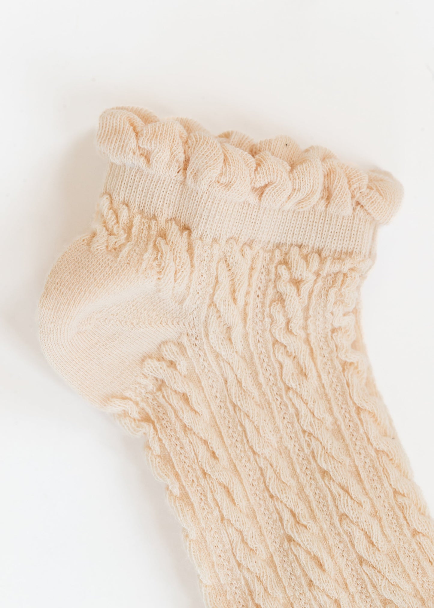 Khaki Retro Ruffle Ankle Socks