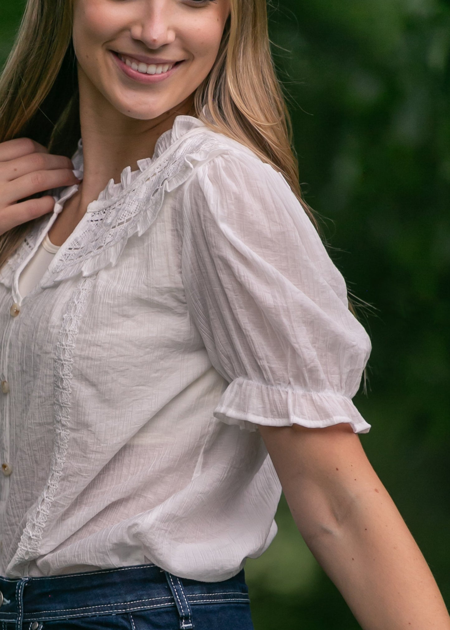 Lace Detail Puff Sleeve Top - FINAL SALE