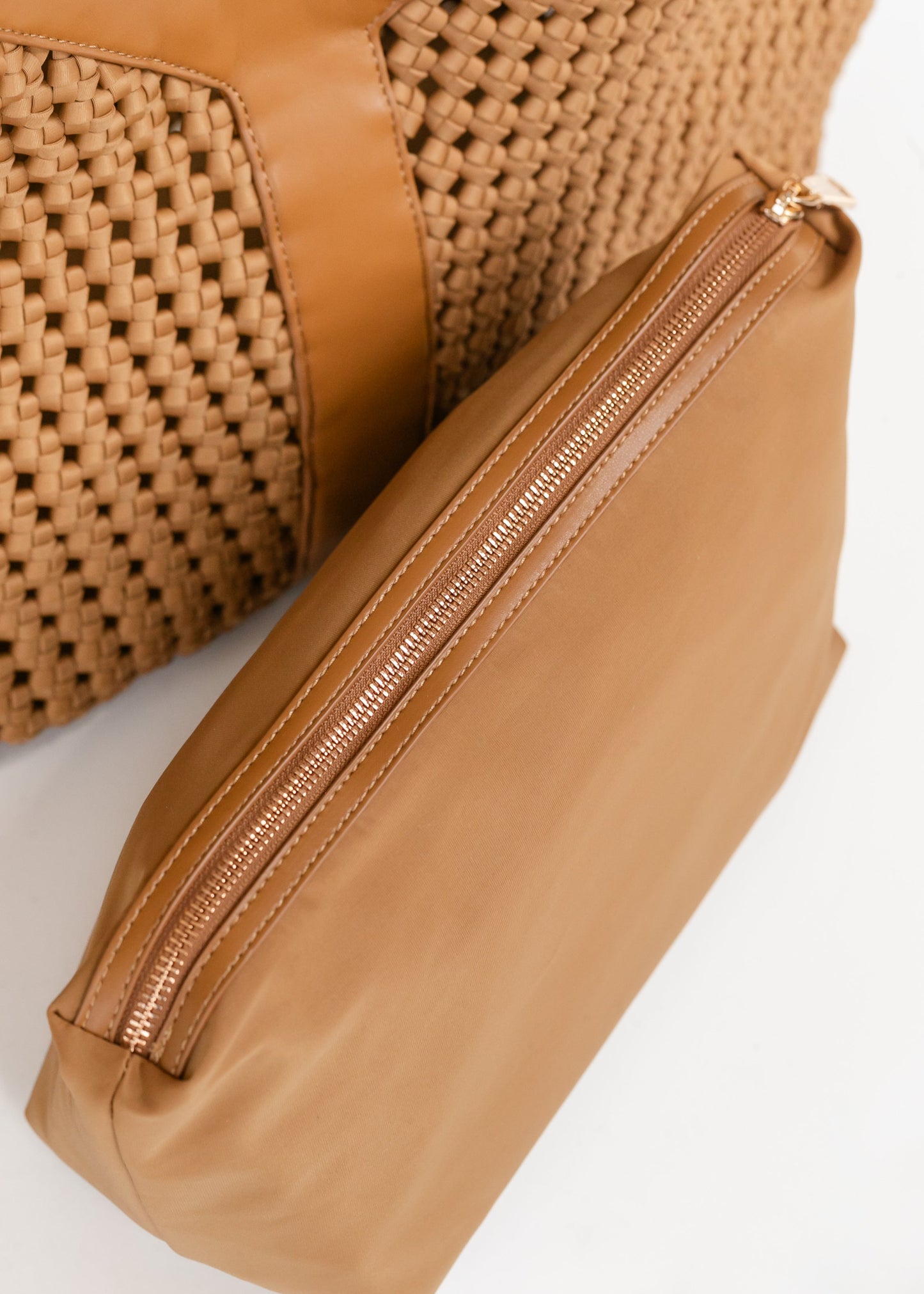 Large Camel Woven Tote Bag