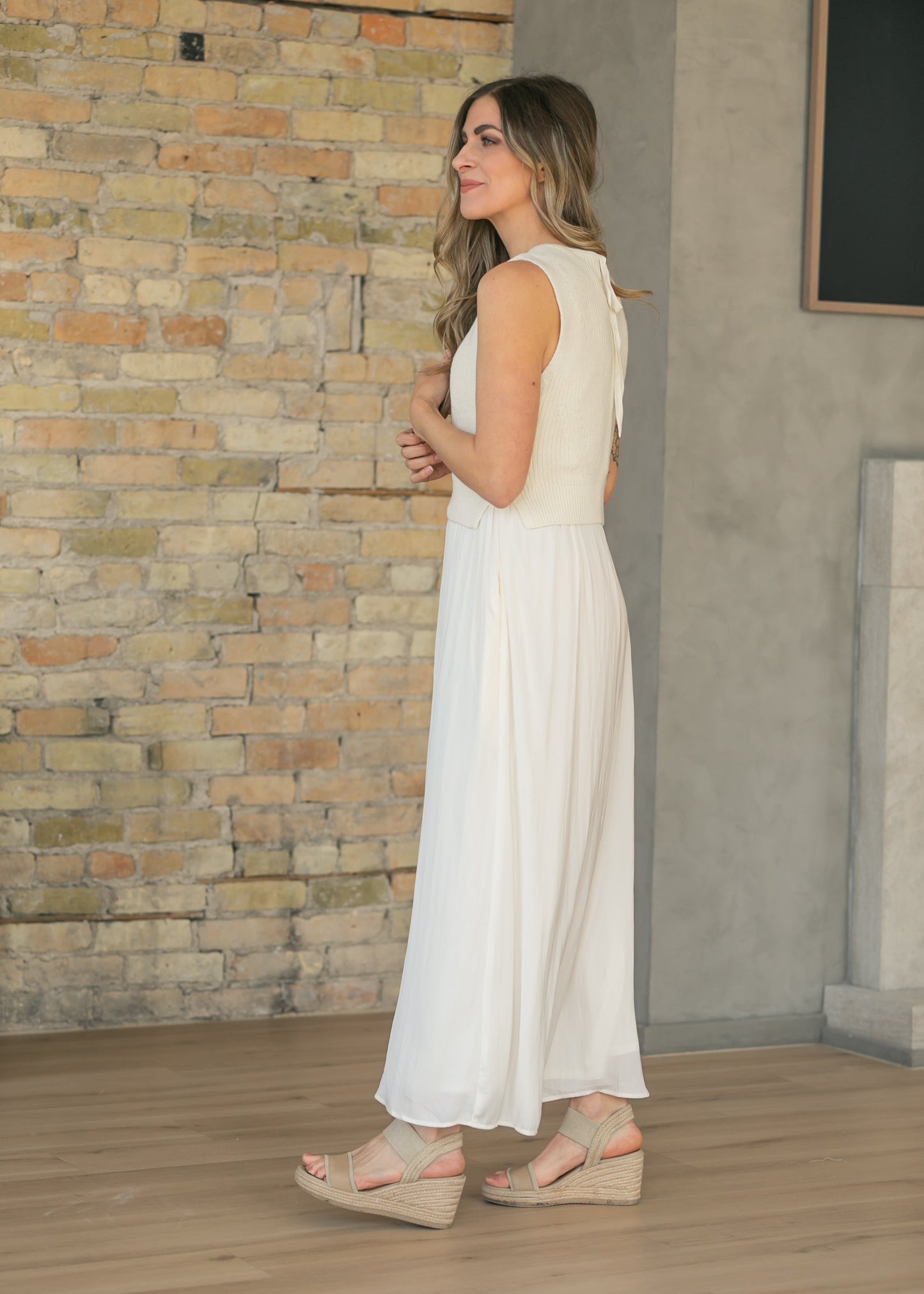 LIVERPOOL® Cream Sleeveless Tie Back Sweater Maxi Dress