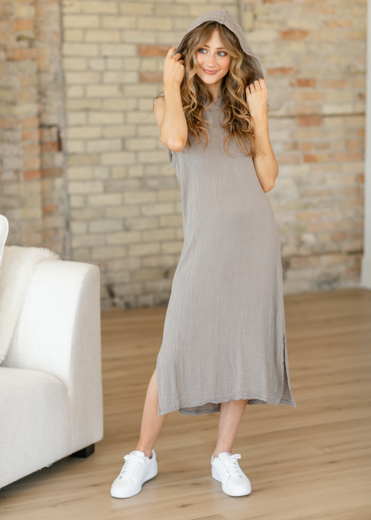 Lucia Garment Dyed Hooded Gauze Dress - FINAL SALE