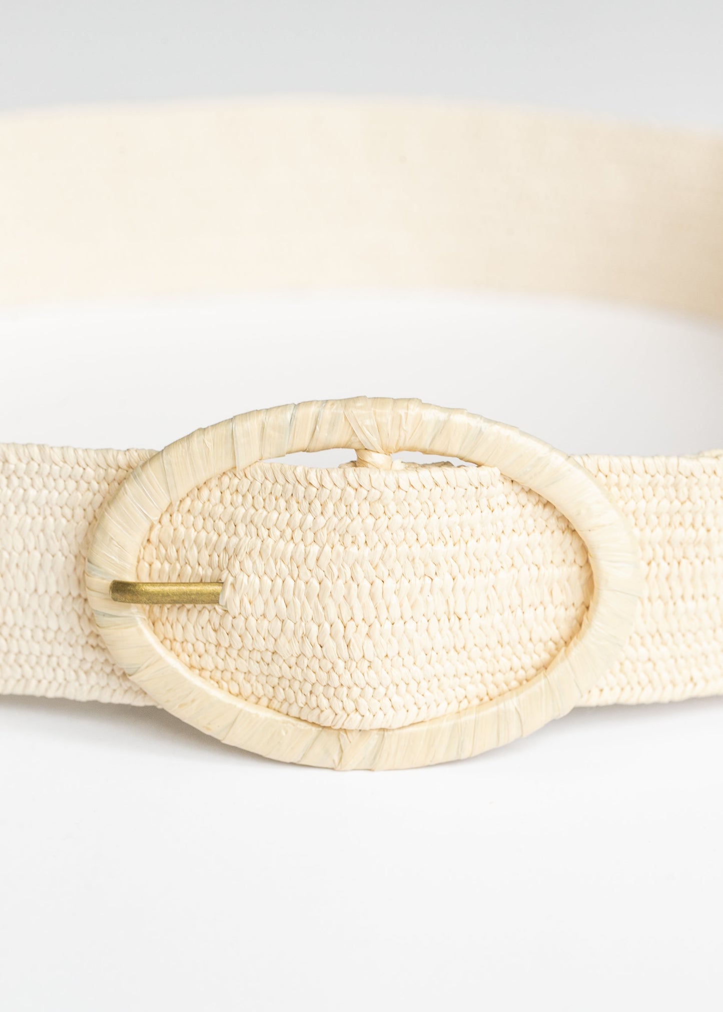 Natural Raffia Oval Buckle Belt