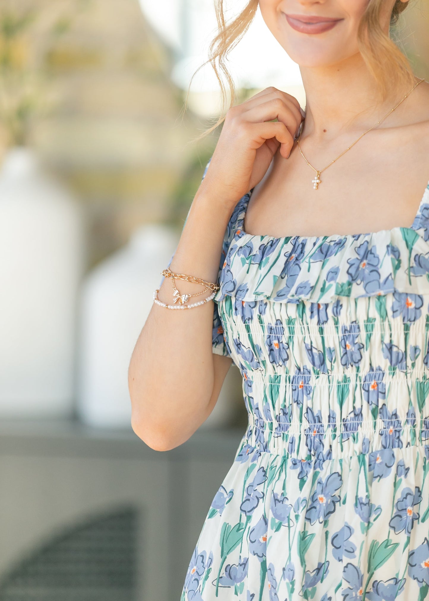 Pearl Bow Chain Bracelet Trio