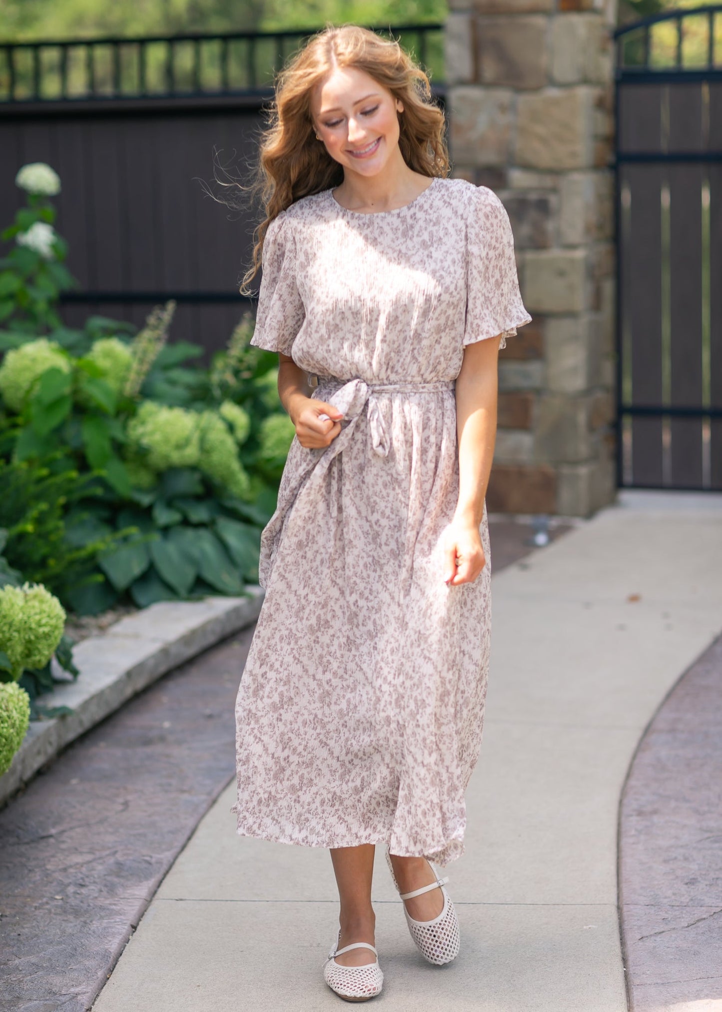 Pleated Chiffon Printed Dress - FINAL SALE