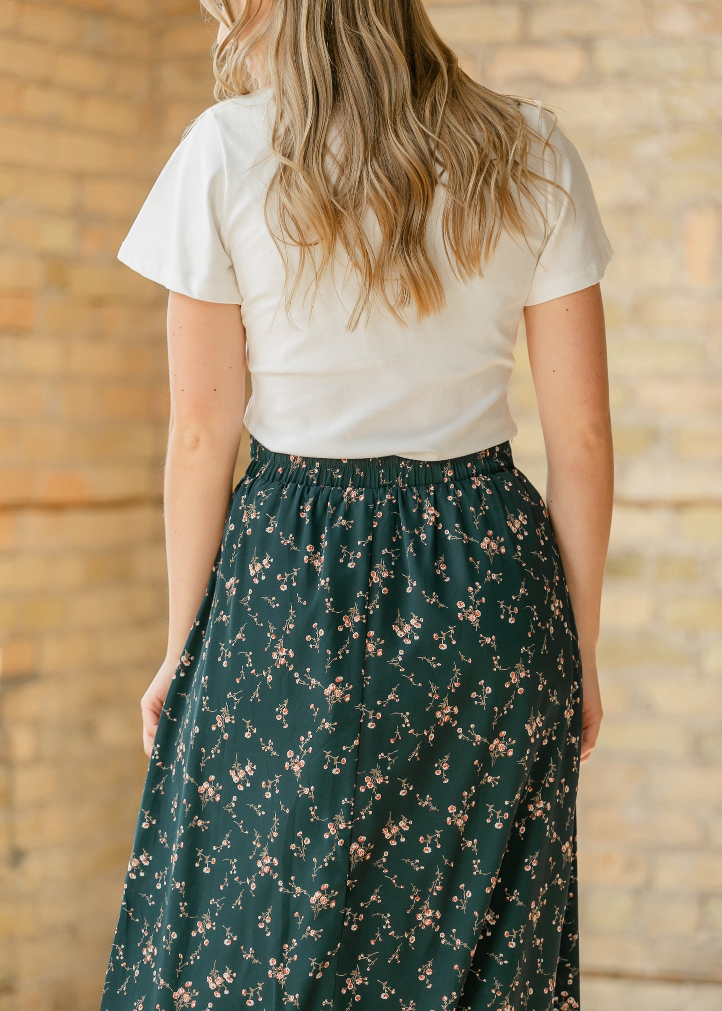 Havyn Teal Floral Lined Maxi Skirt