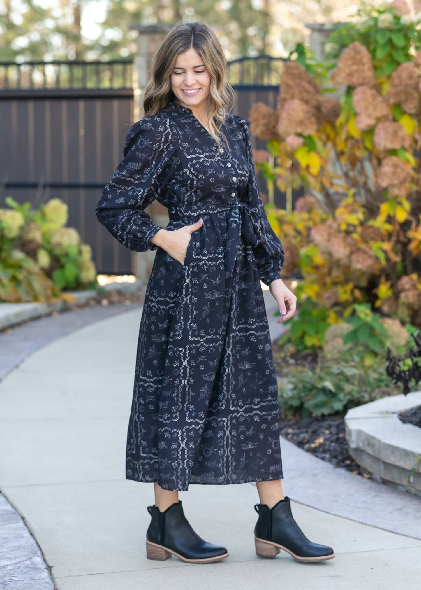 Printed Long Sleeve Maxi Dress - FINAL SALE