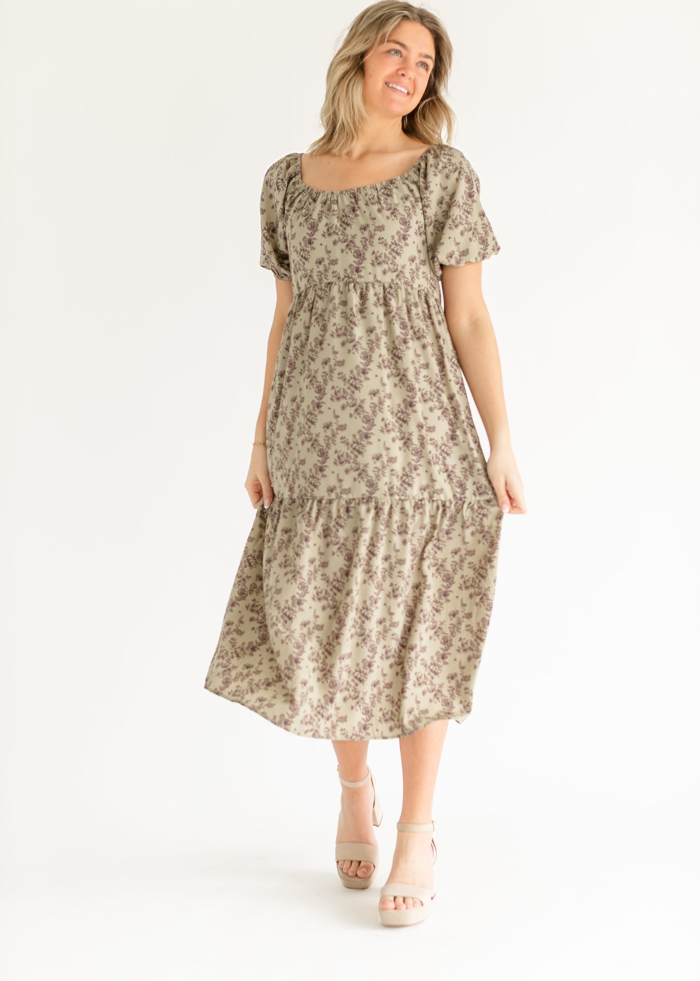 Purple Floral Midi Dress - FINAL SALE