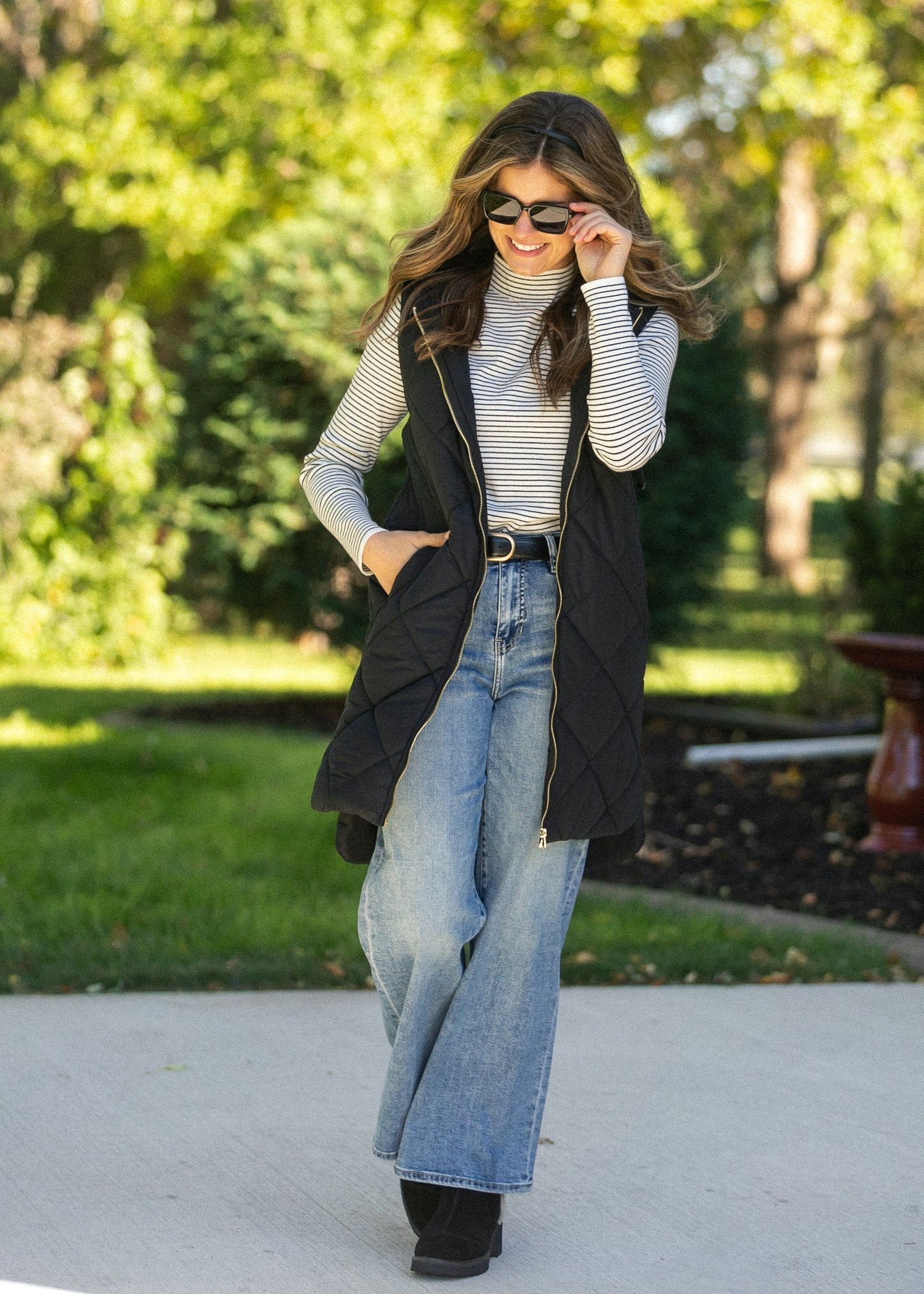 Quilted Long Hoodie Vest
