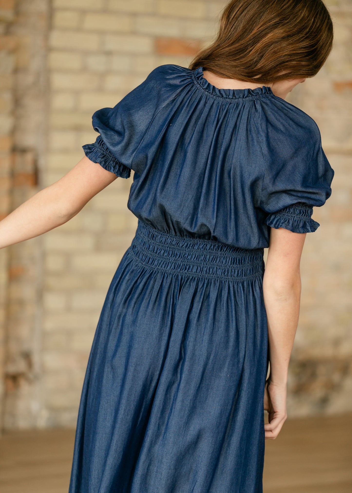 Rena Dark Chambray Midi Dress