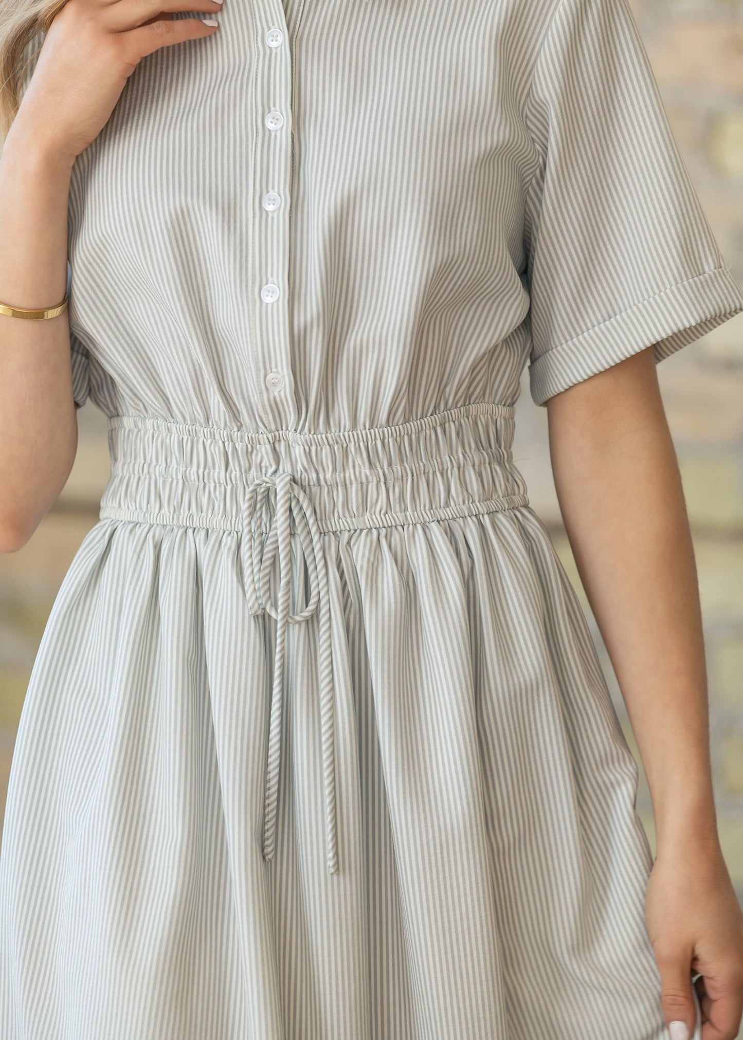 Short Sleeve Cuffed Midi Dress