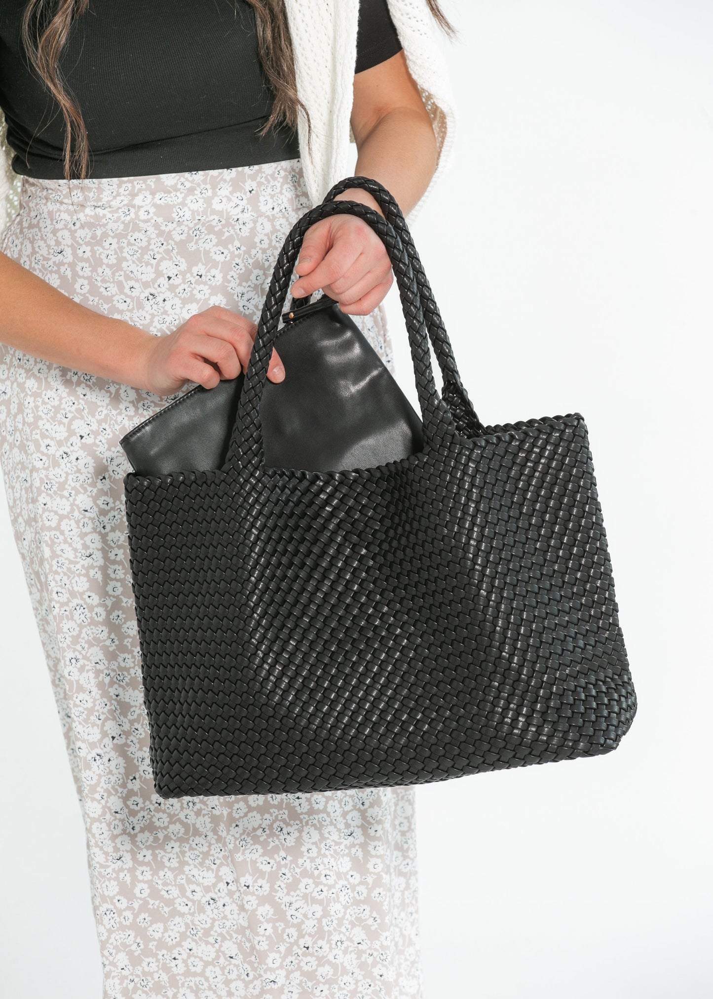 Solana Woven Vegan Leather Tote