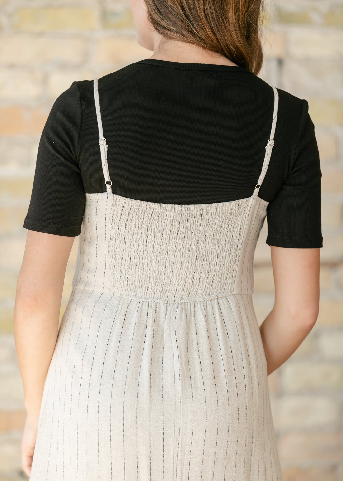 Spaghetti Strap Pinstripe Maxi Dress