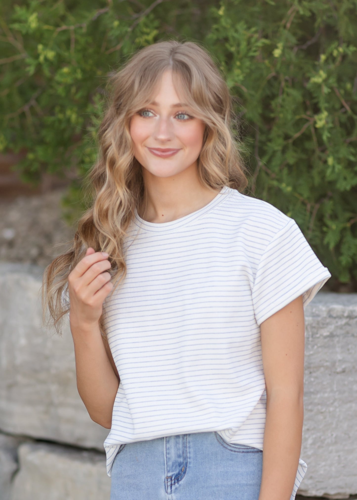 Stripe Round Neck Short Sleeve Top - FINAL SALE