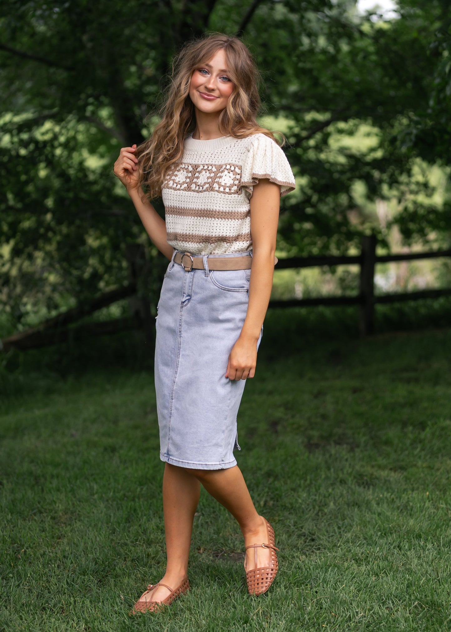 Striped Crochet Knit Top - FINAL SALE