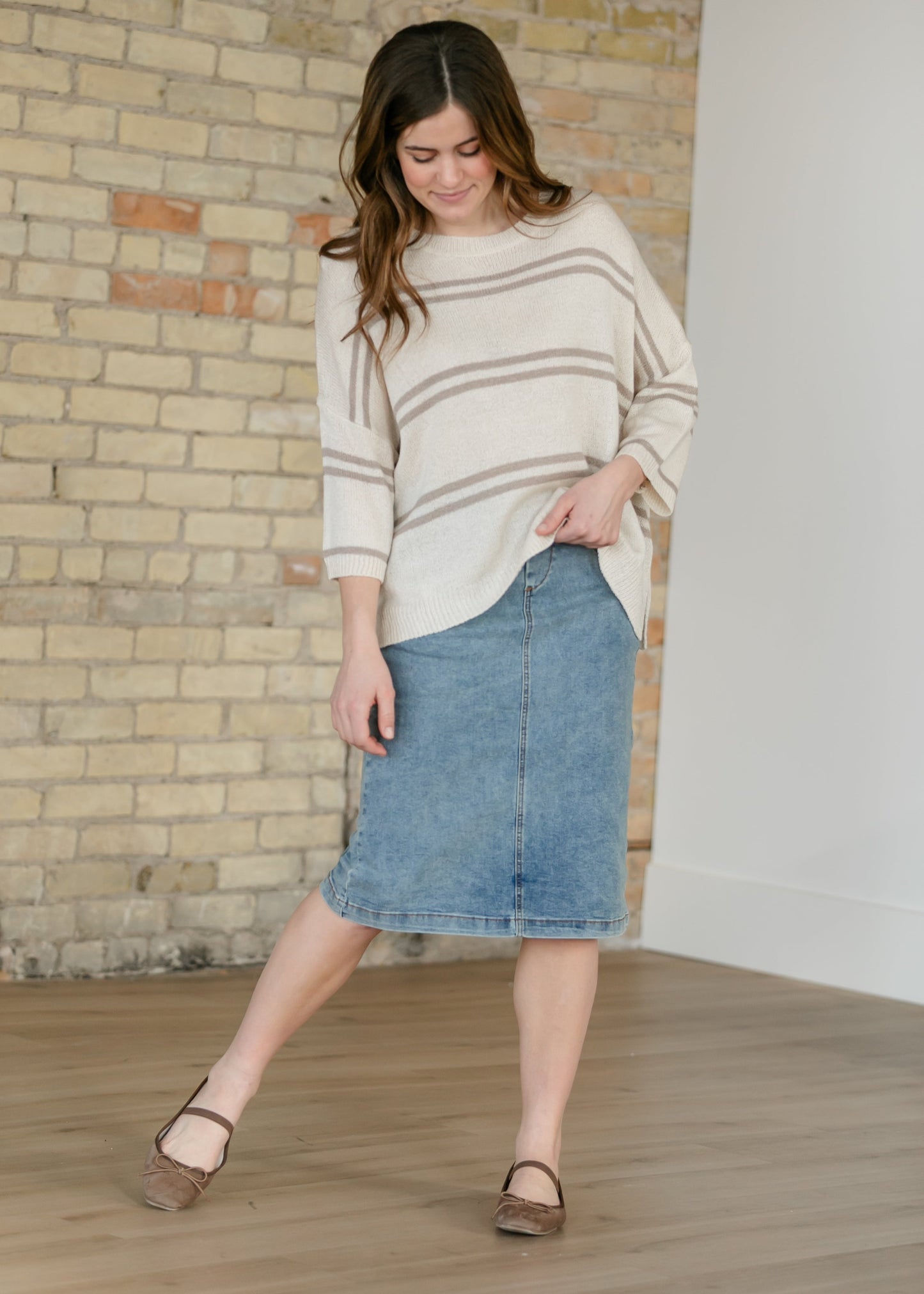 Striped Knit Drop Shoulder Top