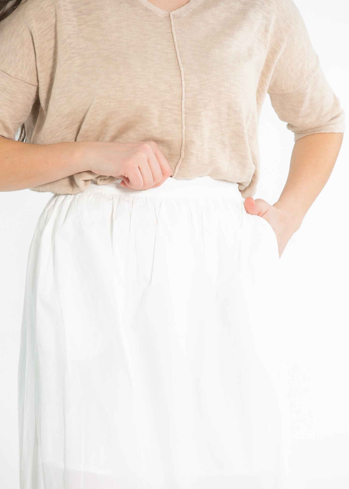 Rora Ivory A-line Midi Skirt - FINAL SALE