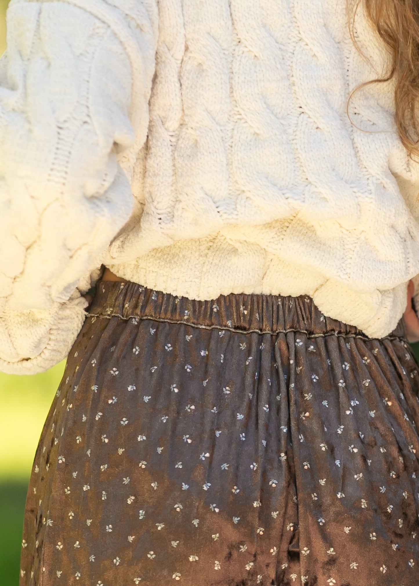 Velvet Ditsy Floral Midi Skirt - FINAL SALE