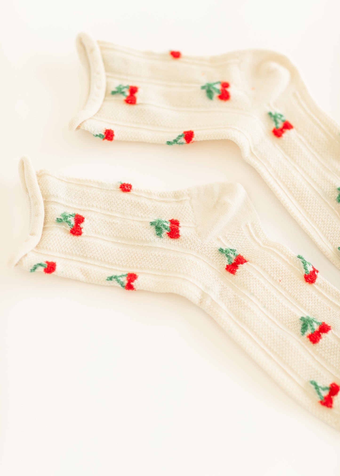 Vintage Cherry Mid Crew Socks